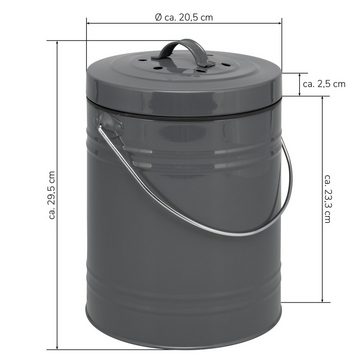 bremermann Biomülleimer Komposteimer mit 5 Liter Inneneimer, Aktivkohlefilter, Biotonne, grau