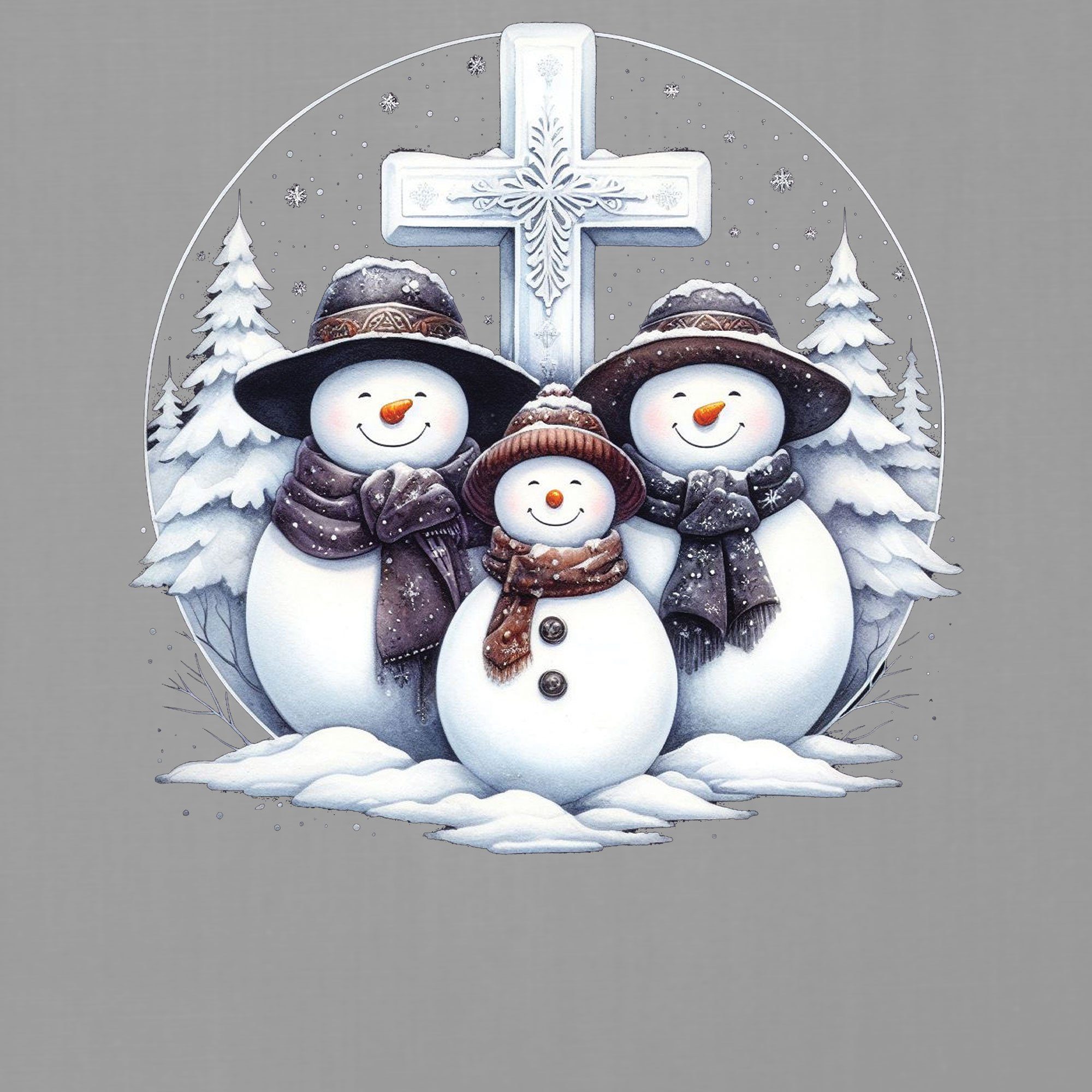 Herren Schneemänner Kurzarmshirt Quattro (1-tlg) Weihnachtsgeschenk Grau Weihnachten Süße Formatee Nikolaus Heather -