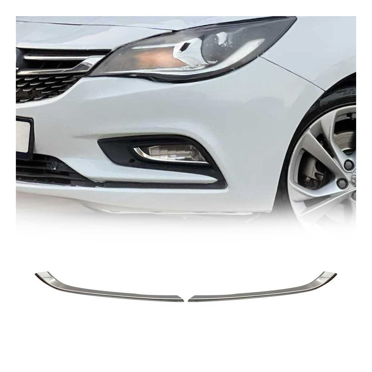 OMAC Zierleisten-Aufkleber Nebelscheinwerfer Rahmen für Opel Astra K Schrägheck Edelstahl 2x, (2tlg), Langlebig,Einfache Reinigung,Einfache Installation,Rostbeständig