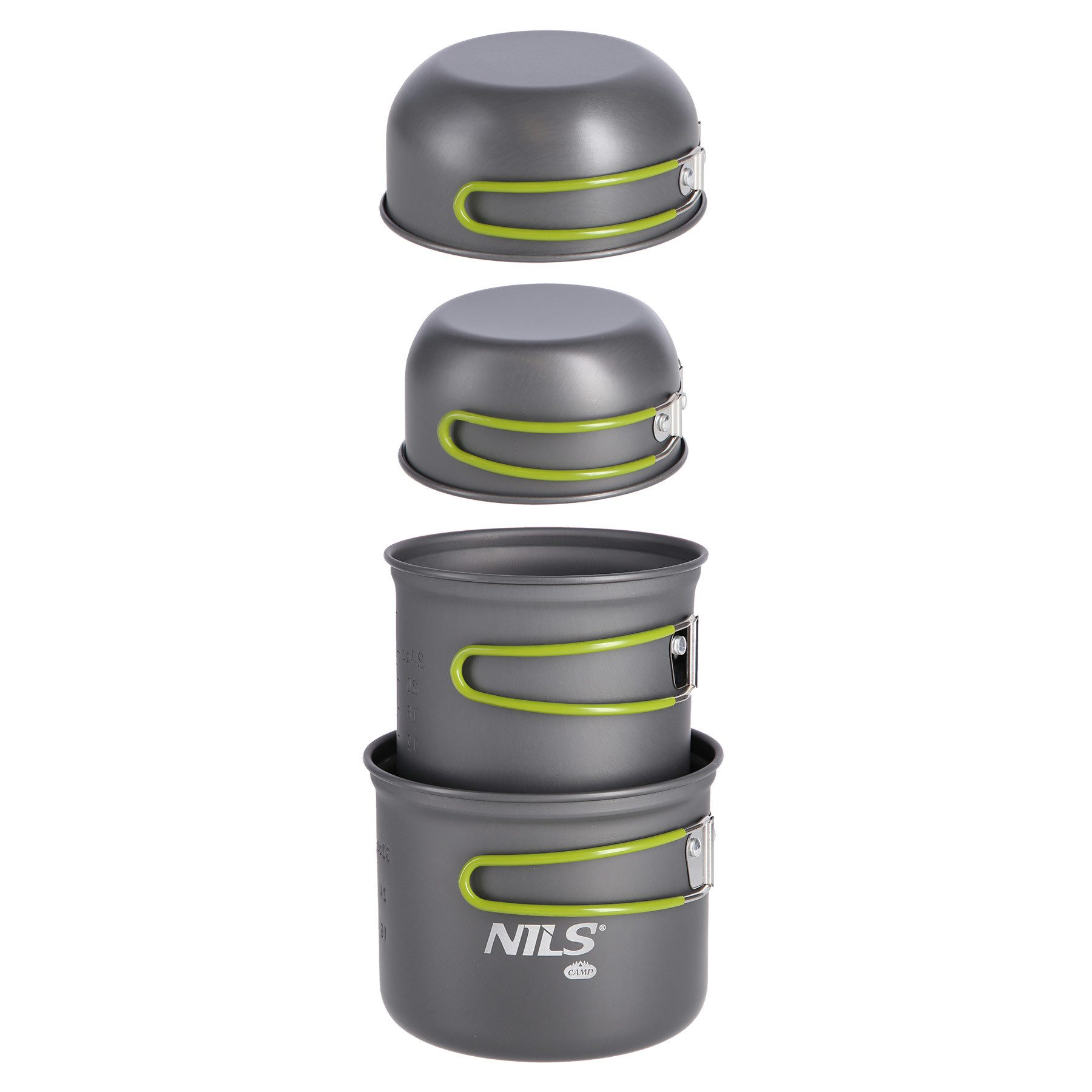 NILS CAMP Topf-Set Camping Geschirrset Töpfe Pfannen Kochgeschirrset fürs Outdoorkochen, (Set, 4tlg), Platzsparend und leicht – Bild 2 von 5
