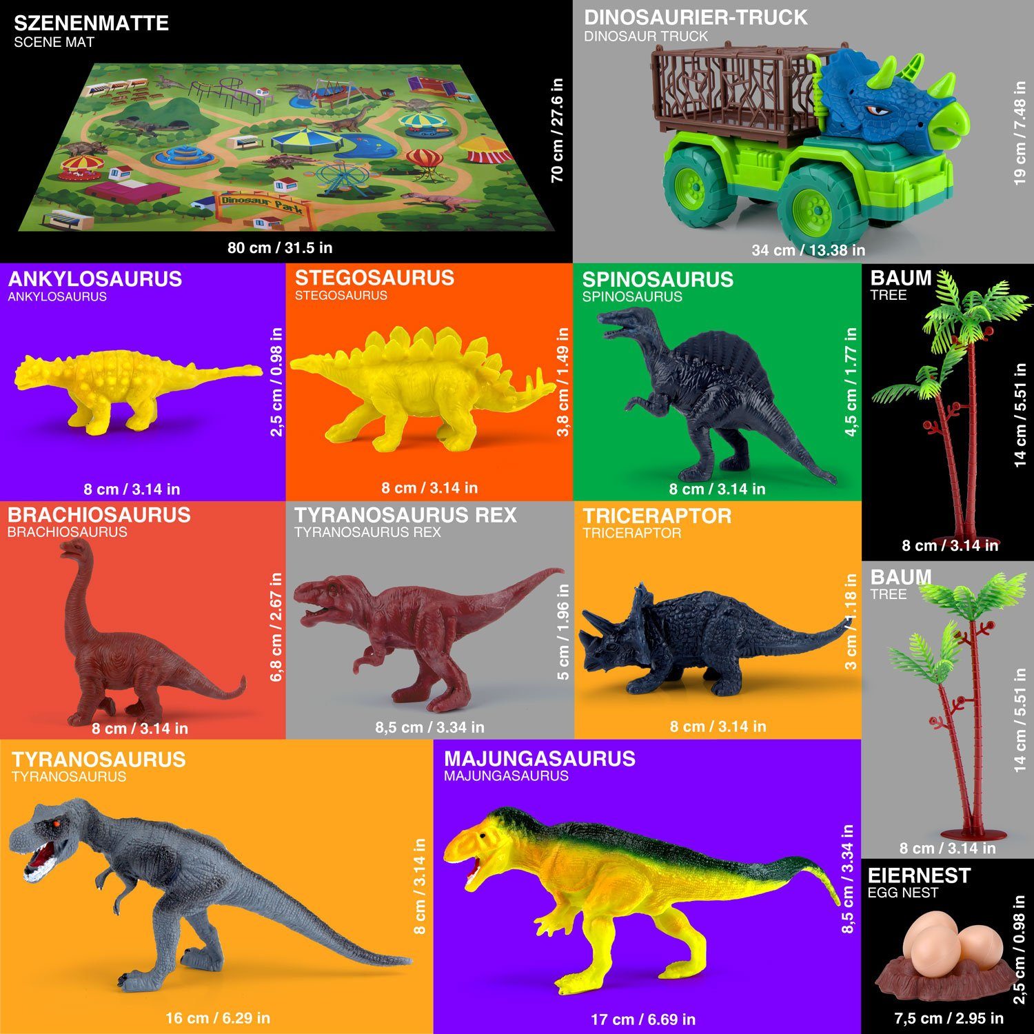 Goods+Gadgets Spielfigur GOODS+GADGETS Dinosaurier Spielset mit Figuren, Truck & Spielmatte, (Abenteuer Tier-Welt, Spielset für Kinder), mit Truck und Spieleteppich