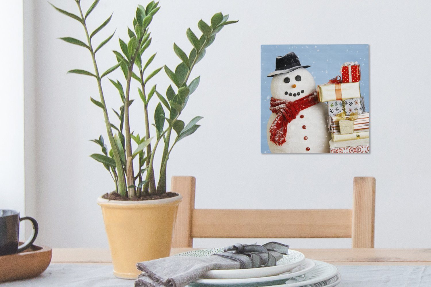 OneMillionCanvasses® Leinwandbild Schlafzimmer Weihnachtsgeschenken, Schneemann St), Leinwand mit Wohnzimmer Bilder für (1 Ein