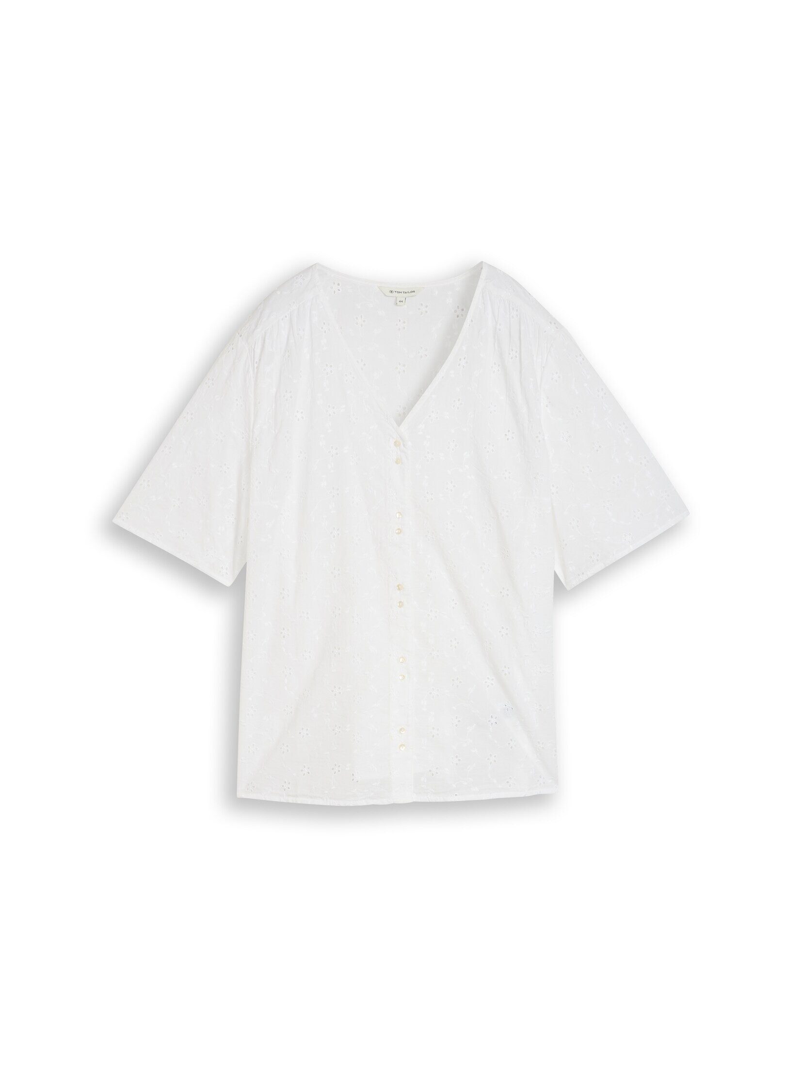 TOM TAILOR PLUS Kurzarmbluse Blusen & Shirts Plus Size - Bluse mit Lochstickerei