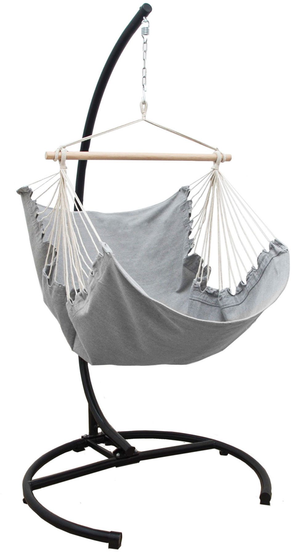 AMANKA Hängestuhl XL Hängesessel Relaxsessel 155x125cm in Lilac Grau mit 210cm Gestell, Komfortabler Hängestuhl mit stabilem Ständer und Zubehör