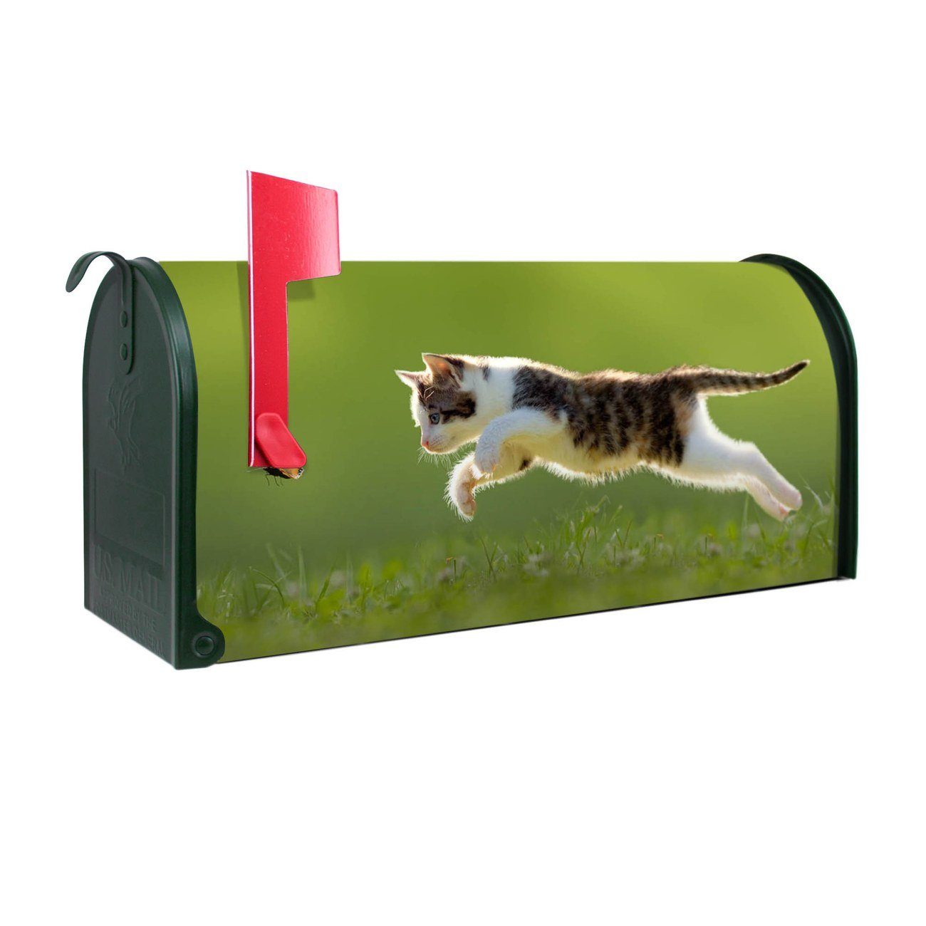 Briefkasten, original (Amerikanischer Katze 17 x x Jagende Mississippi cm grün 51 Amerikanischer aus Mailbox banjado Briefkasten 22 USA),