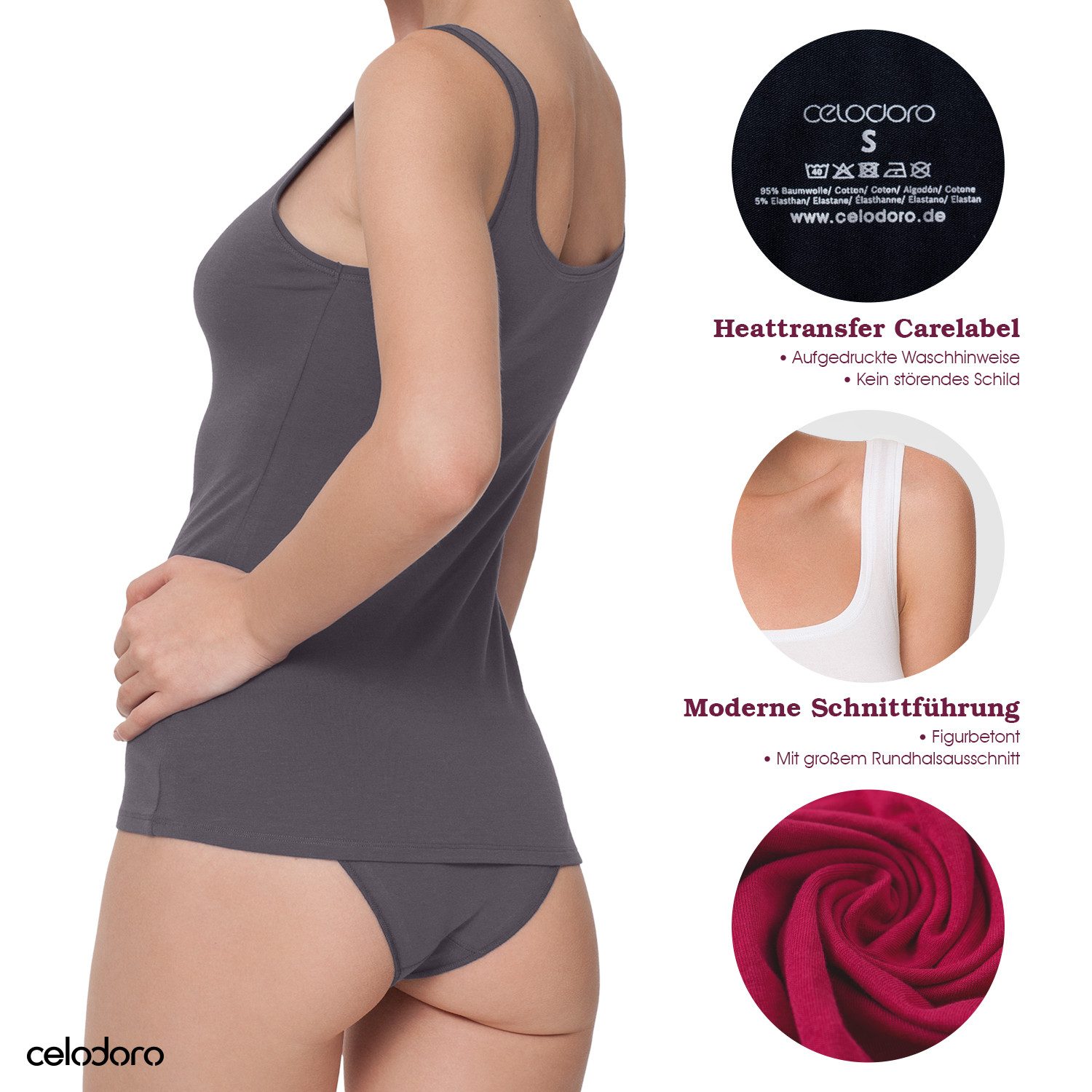 celodoro Unterhemd Damen Basic Tanktop Achselhemd (1 Stück) aus Baumwolle günstig online kaufen
