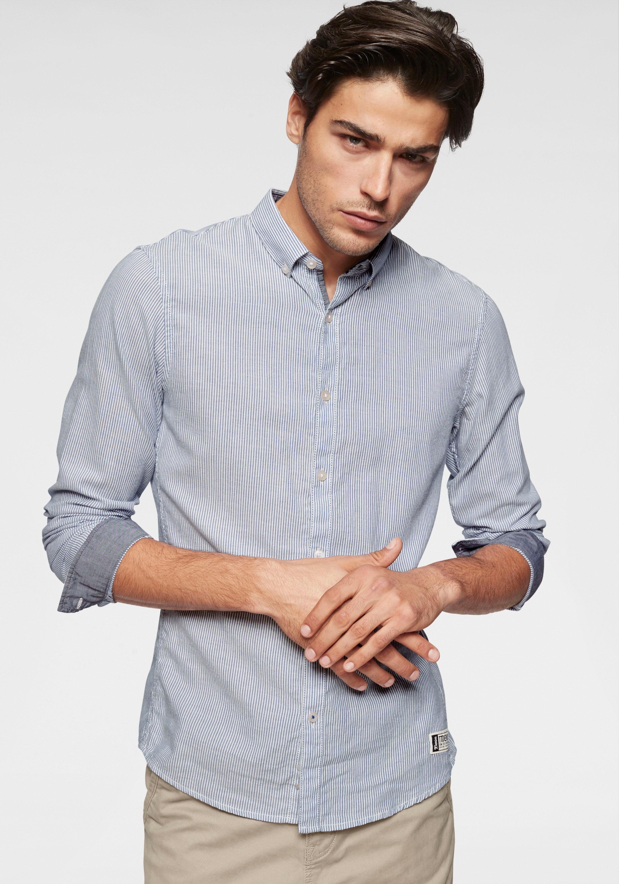 TOM TAILOR Denim Langarmhemd mit kontrastfarbener Manschette online kaufen | OTTO
