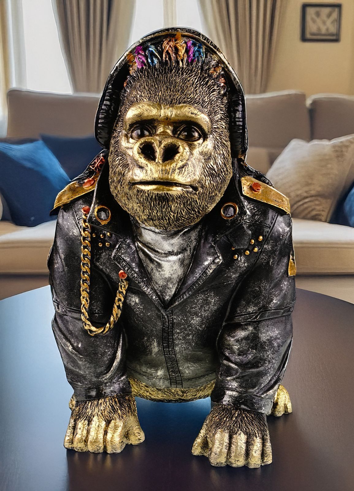 Kremers Schatzkiste Dekofigur XXL Gorilla Rasta Dekofigur mit Kopfhörern 32 günstig online kaufen