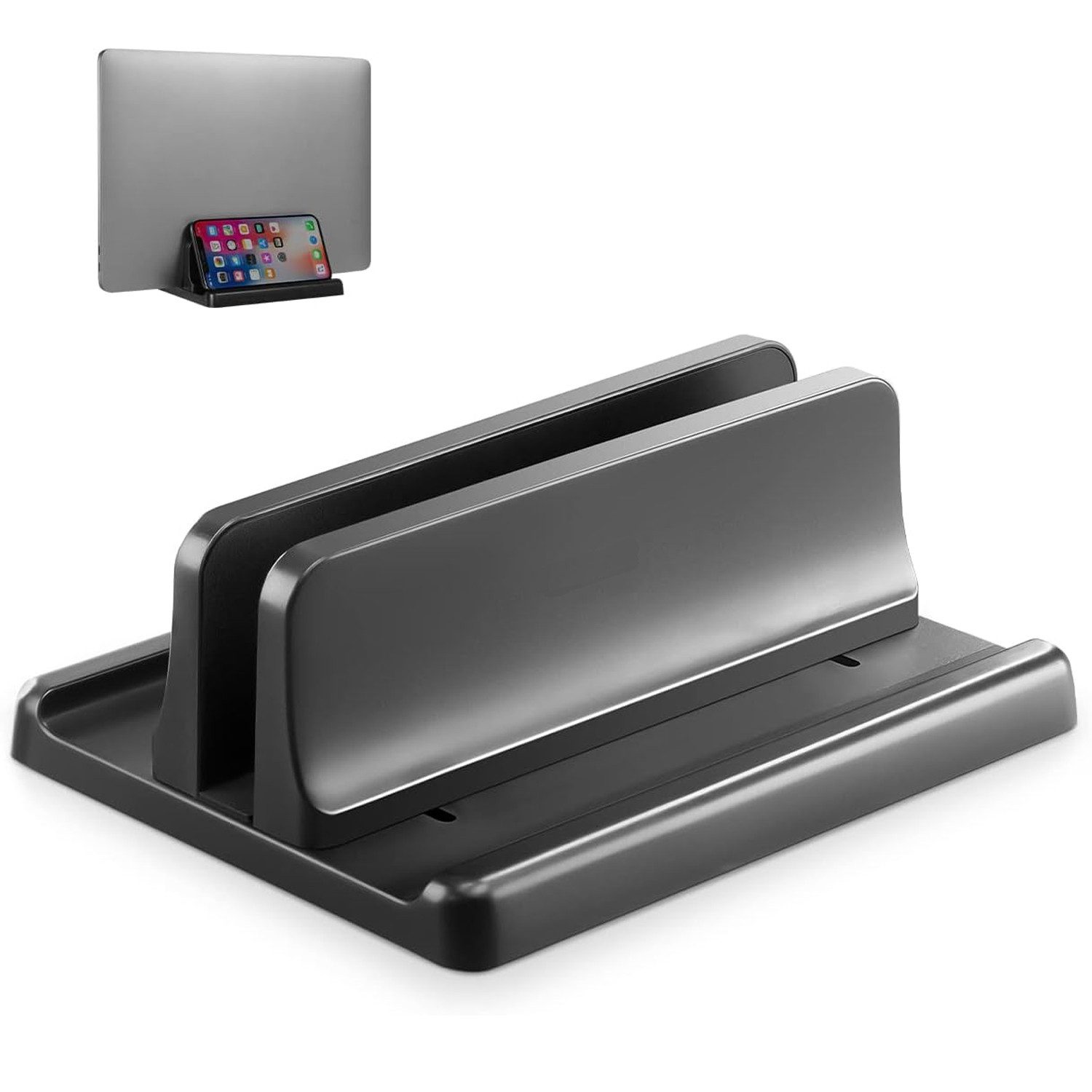 TUWENA Laptop-Ständer Vertikaler Laptop-Ständer - Platzsparender 3-in-1-Ständer Verstellbar, (bis 17.3 Zoll, zum Vertikalen Positionieren von MacBook, Laptops oder iPad bis 17,3)