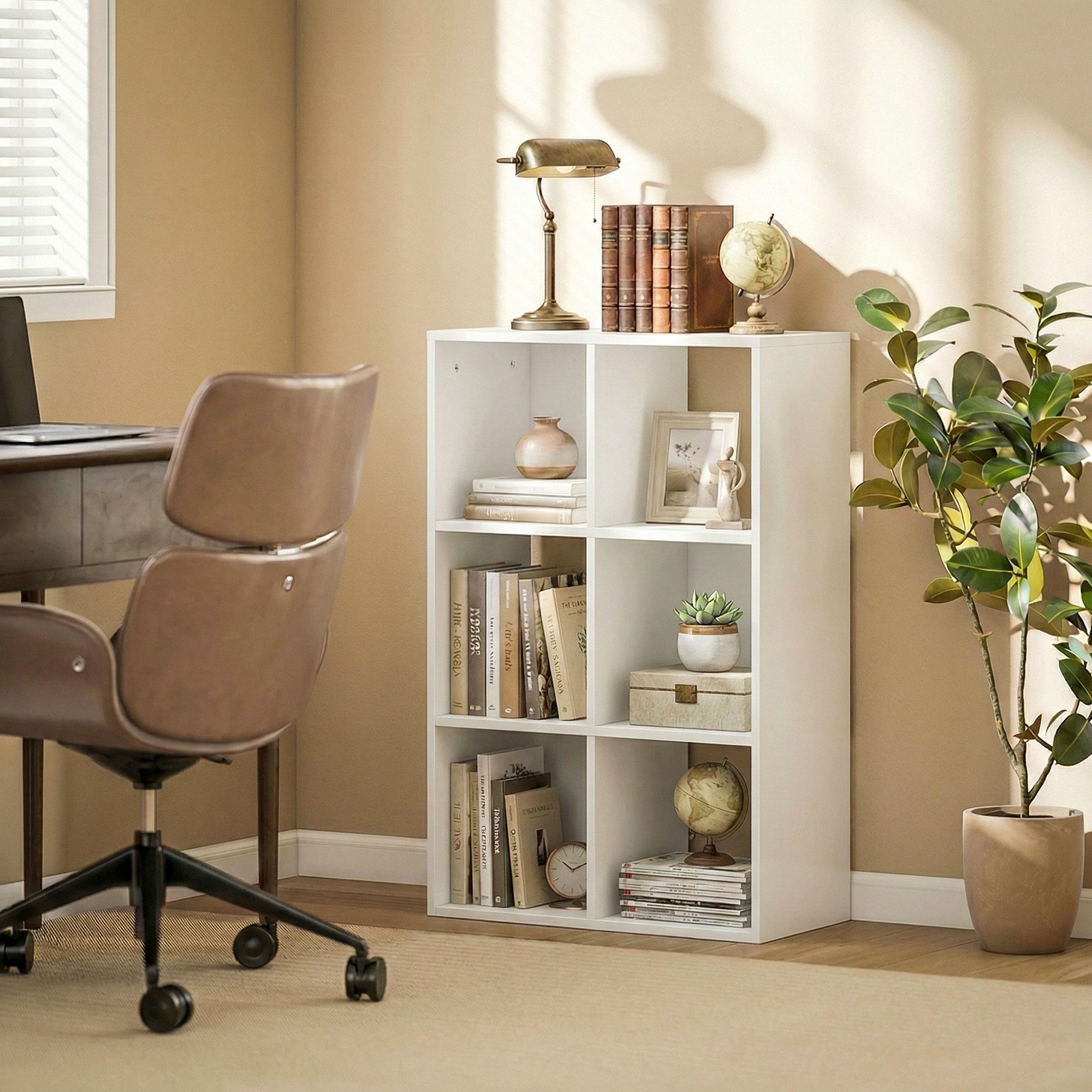 HOMCOM Bücherregal Standregal mit 3 Ebenen Schmal Regal mit Kippschutz Würfelregal, Aufbewahrungsregal 1-tlg., für Wohnzimmer, Schlafzimmer, Büro, Weiß