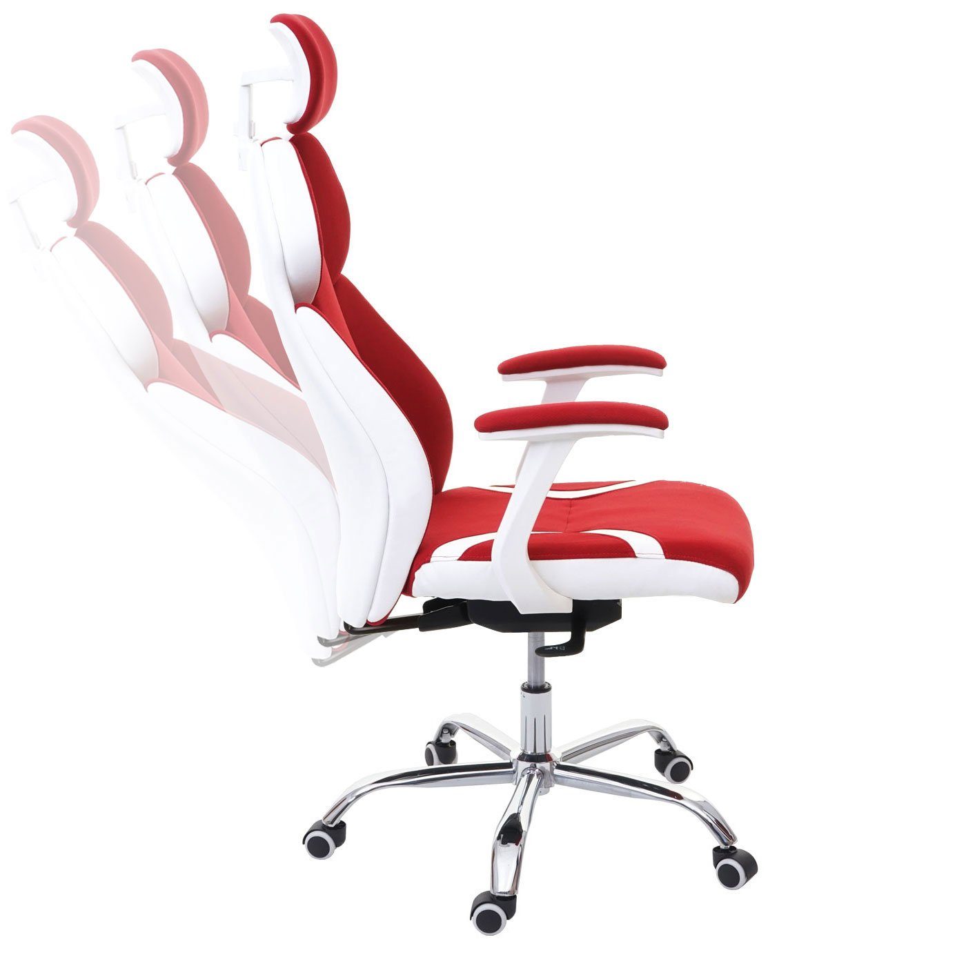 Höhenverstellbare Sliding MCW Wippfunktion rot/weiß Schreibtischstuhl Sliding-Funktion, arretierbar, Kopfstütze, Sitz MCW-F12,