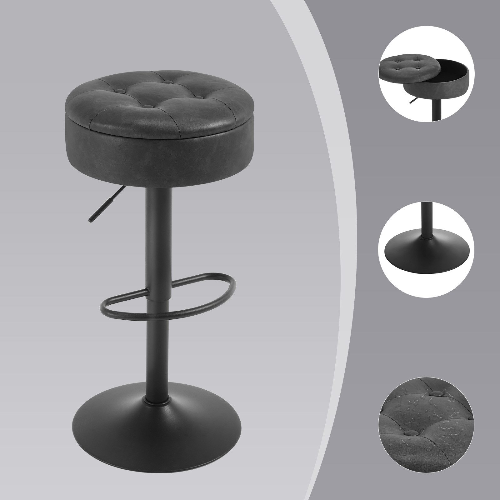 Woltu Barhocker (1 St), Sitzhocker mit Stauraum, höhenverstellbar, 360° dre günstig online kaufen