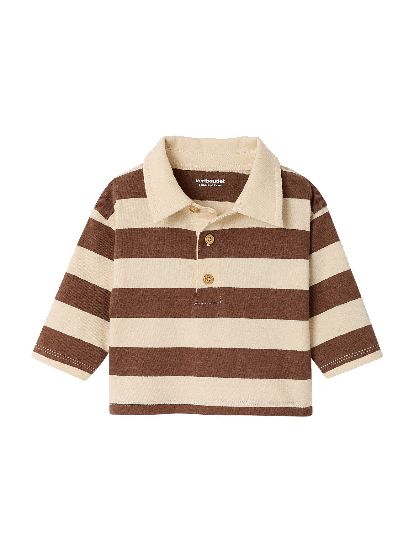 vertbaudet Langarm-Poloshirt Baby Poloshirt mit breiten Streifen