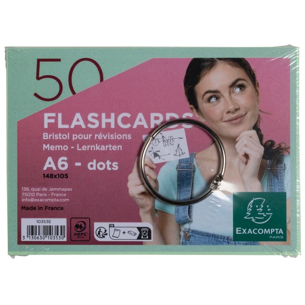 EXACOMPTA Karteikarten Exacompta Flashcards A6 punkt 50St/Pk grün