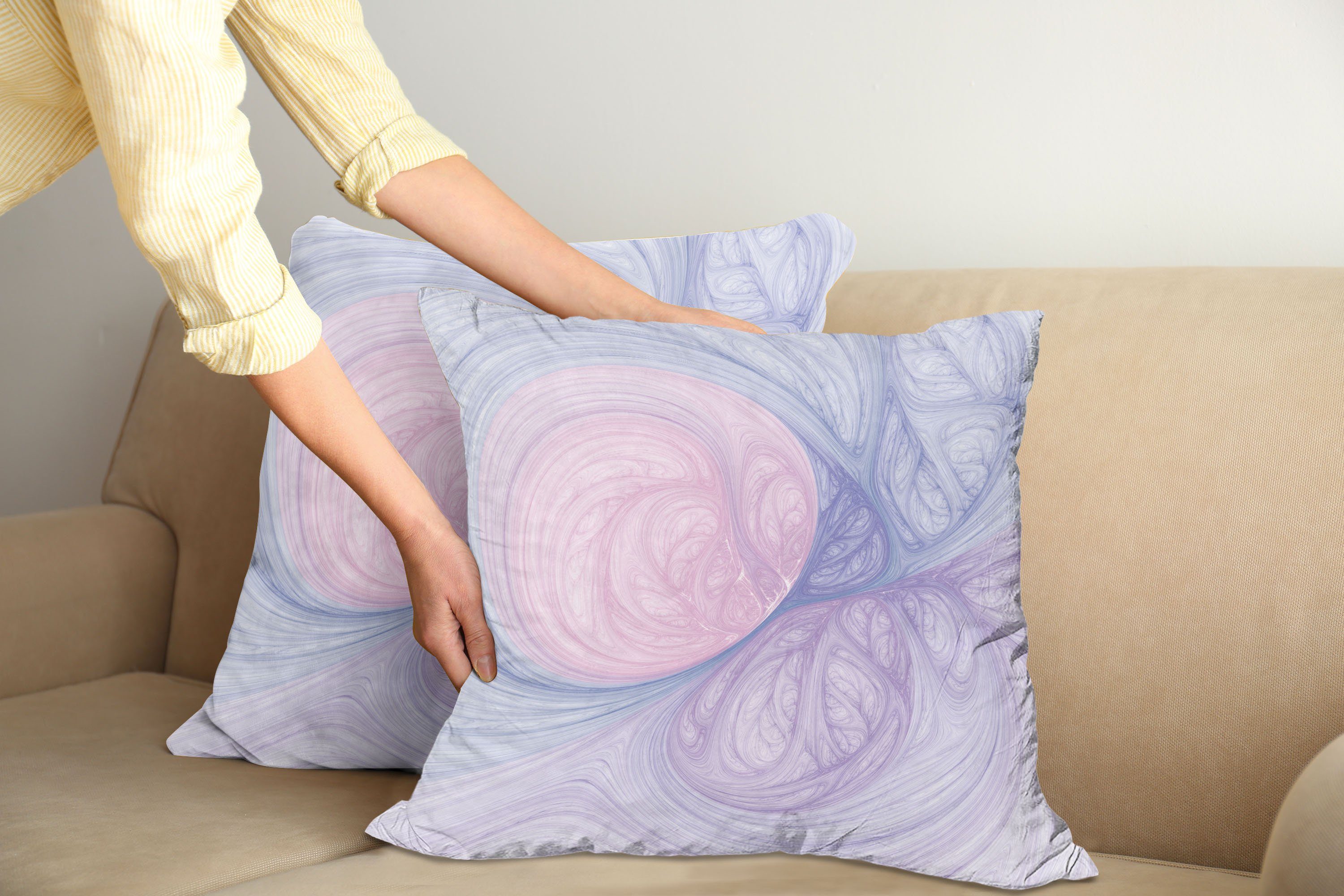 Abakuhaus Kissenbezüge Modern Accent Doppelseitiger Digitaldruck, (2 Stück), Lila Abstrakte Fraktalformen