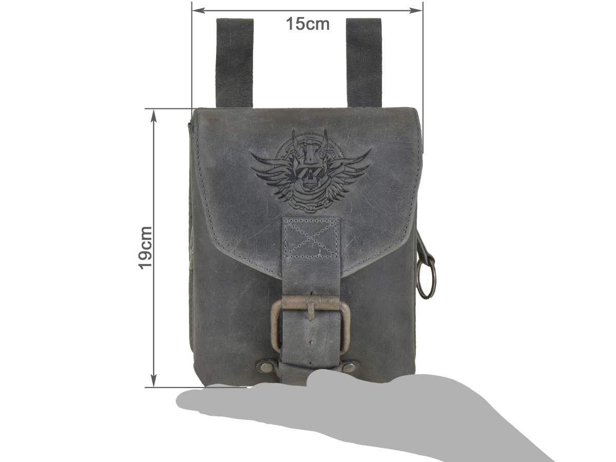 Greenburry Gürteltasche Vintage Biker, große Bikertasche 15x19cm, für Motorradfahrer Biker, lange Schlaufen