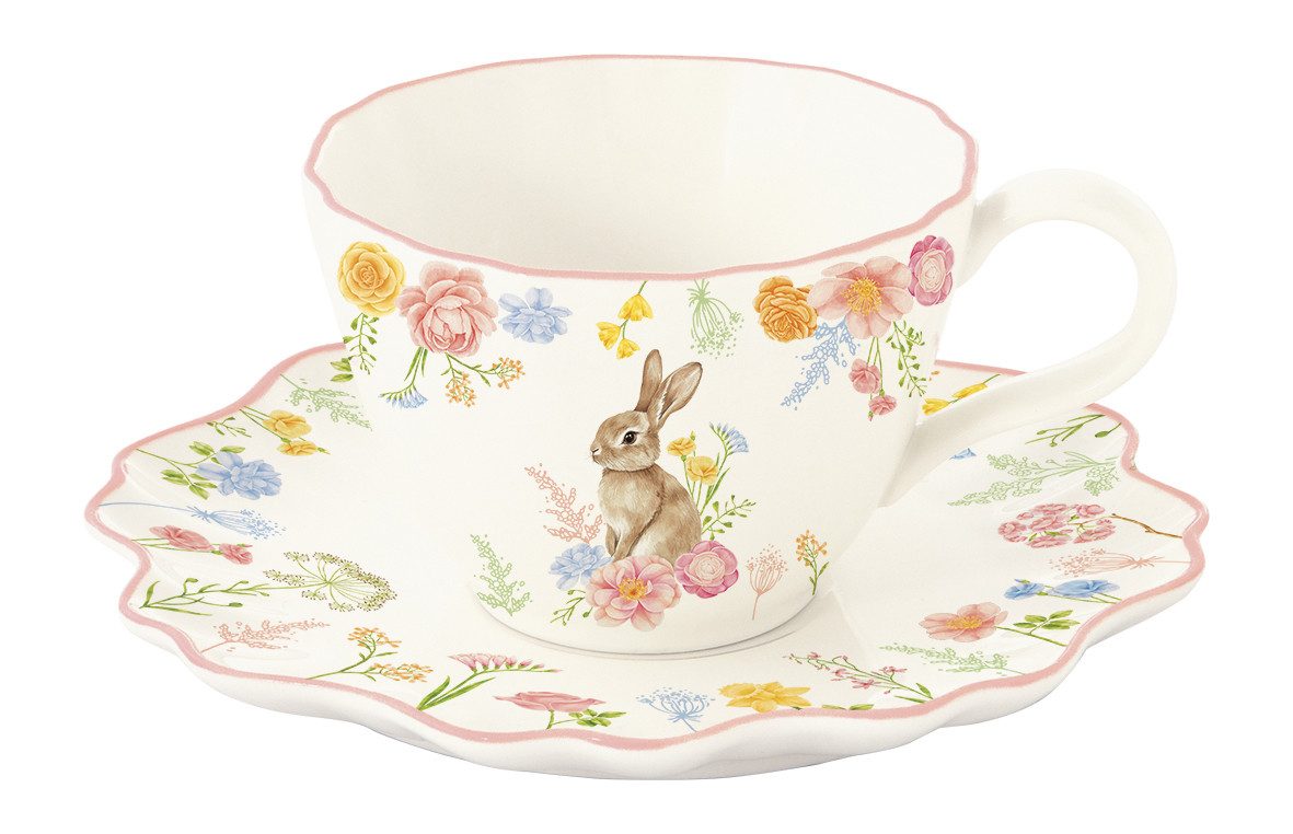 EasyLife Tasse TJOL3357 - TRES JOLIE, 200 ml, mit Untertasse, Porzellan, 1-tlg.