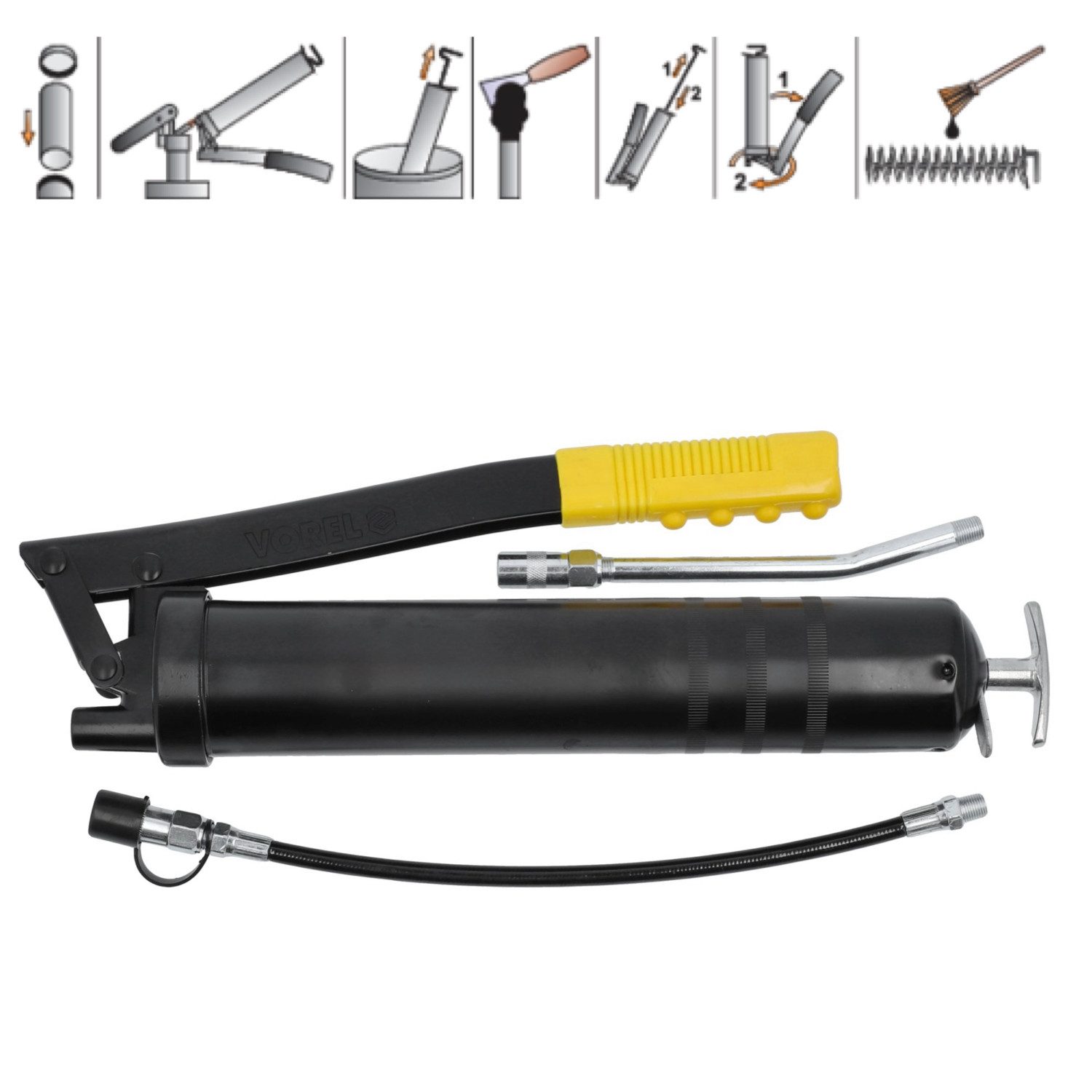 TRIZERATOP Werkstattpresse Handhebelfettpresse 400g, Schlauch, Rohr, Mundstück, Kartusche, Beutel