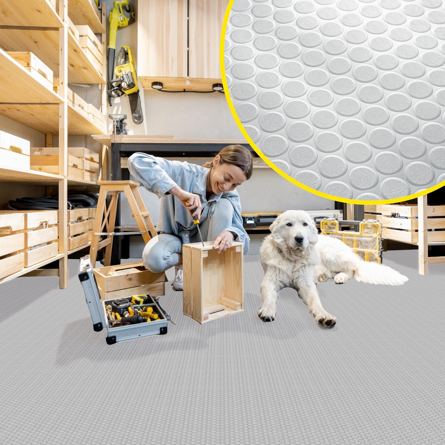ANRO Vinylboden DIONIS PVC-Bodenbelag Noppen 1,5 mm wasserabweisend Privat/Gewerbe, Feuchtigkeitsbarriere, feine Optik, langlebig, Einzelstück, eine Rolle Boden – Bild 4 von 5