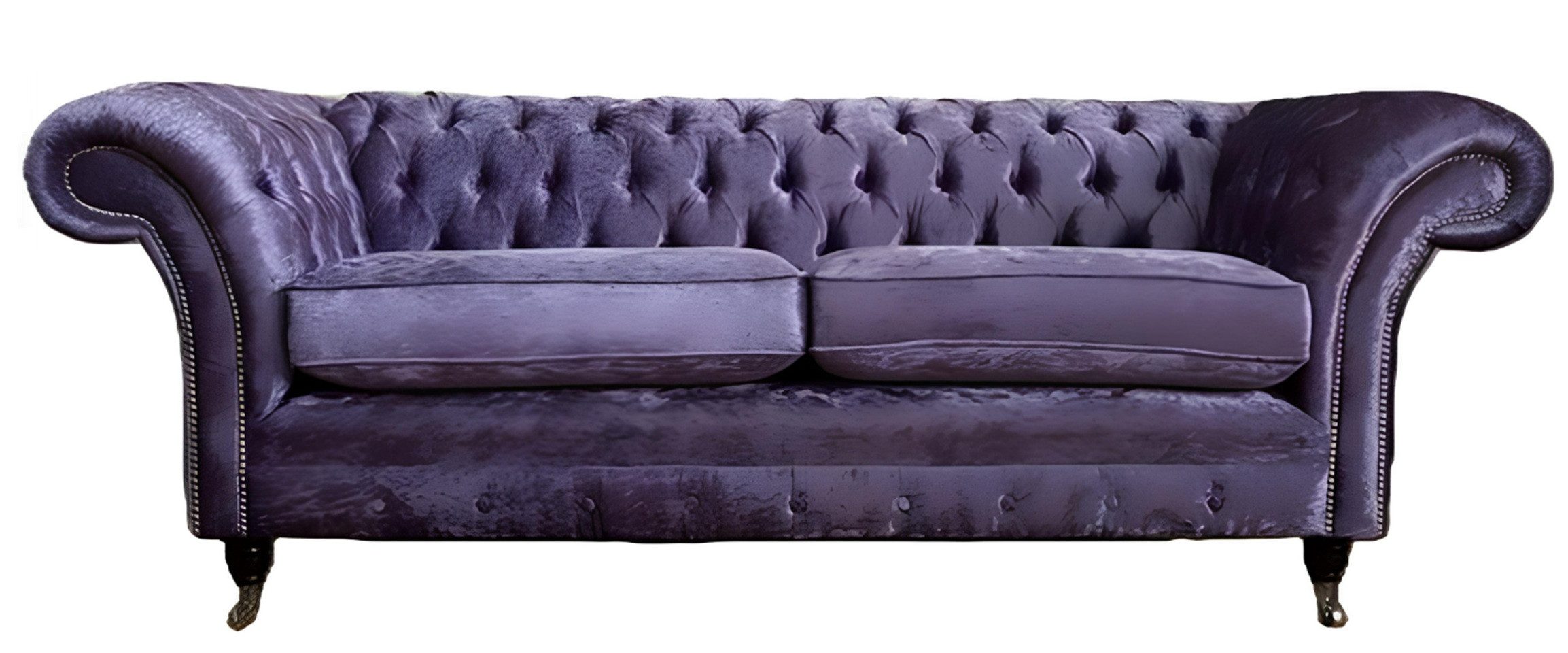 Xlmoebel Chesterfield-Sofa 3-Sitzer Designer-Sofa aus Samtstoff in Lila mit Chesterfield-Design, Hergestellt in Europa