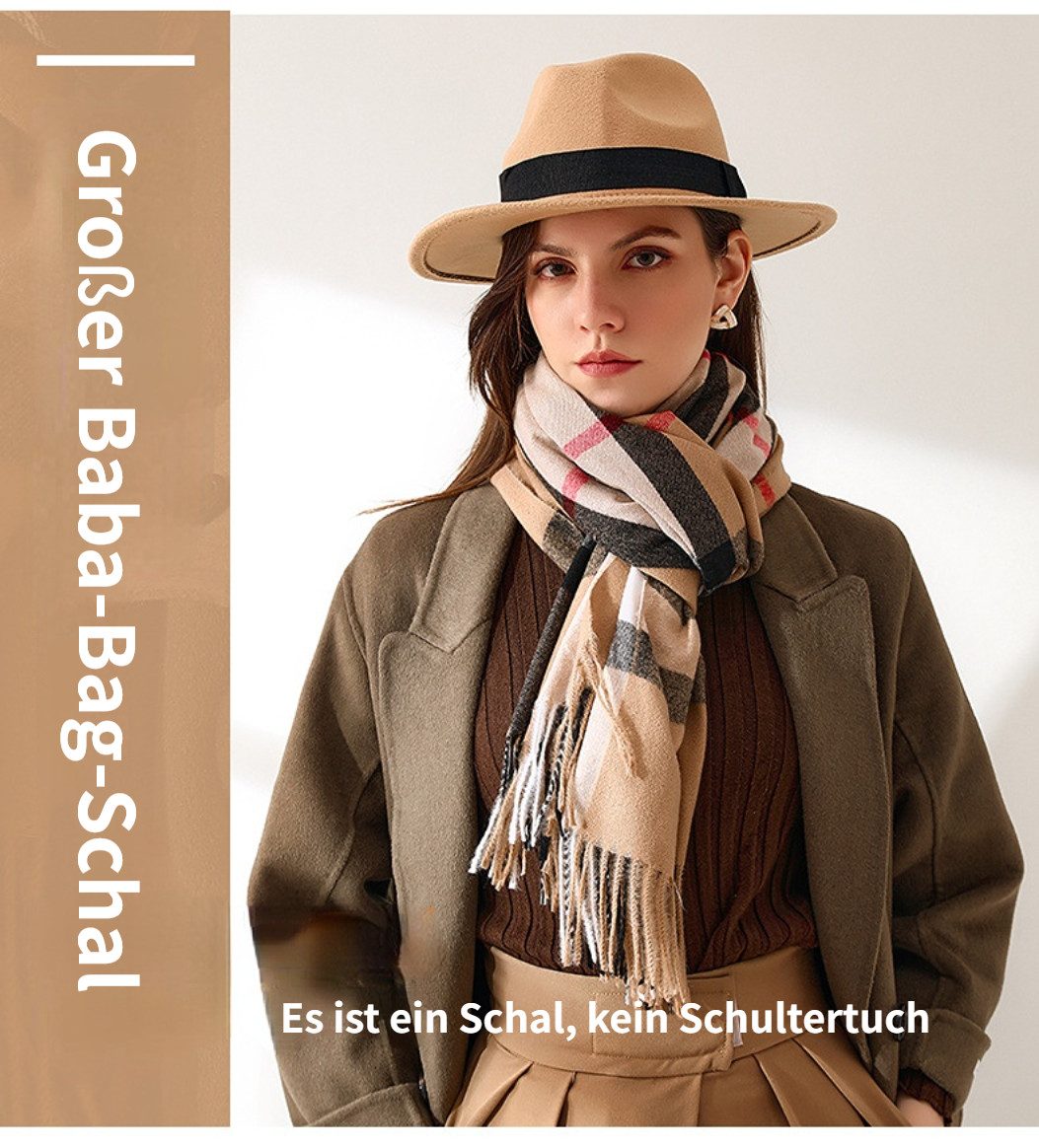 Blusmart Schal Karierter Schal für Damen, (Warmer Schal aus Kaschmirimitat, Zarte, weiche und elastische Haptik), Weiches und dehnbares Tragegefühl, einfach zus – Bild 4 von 5