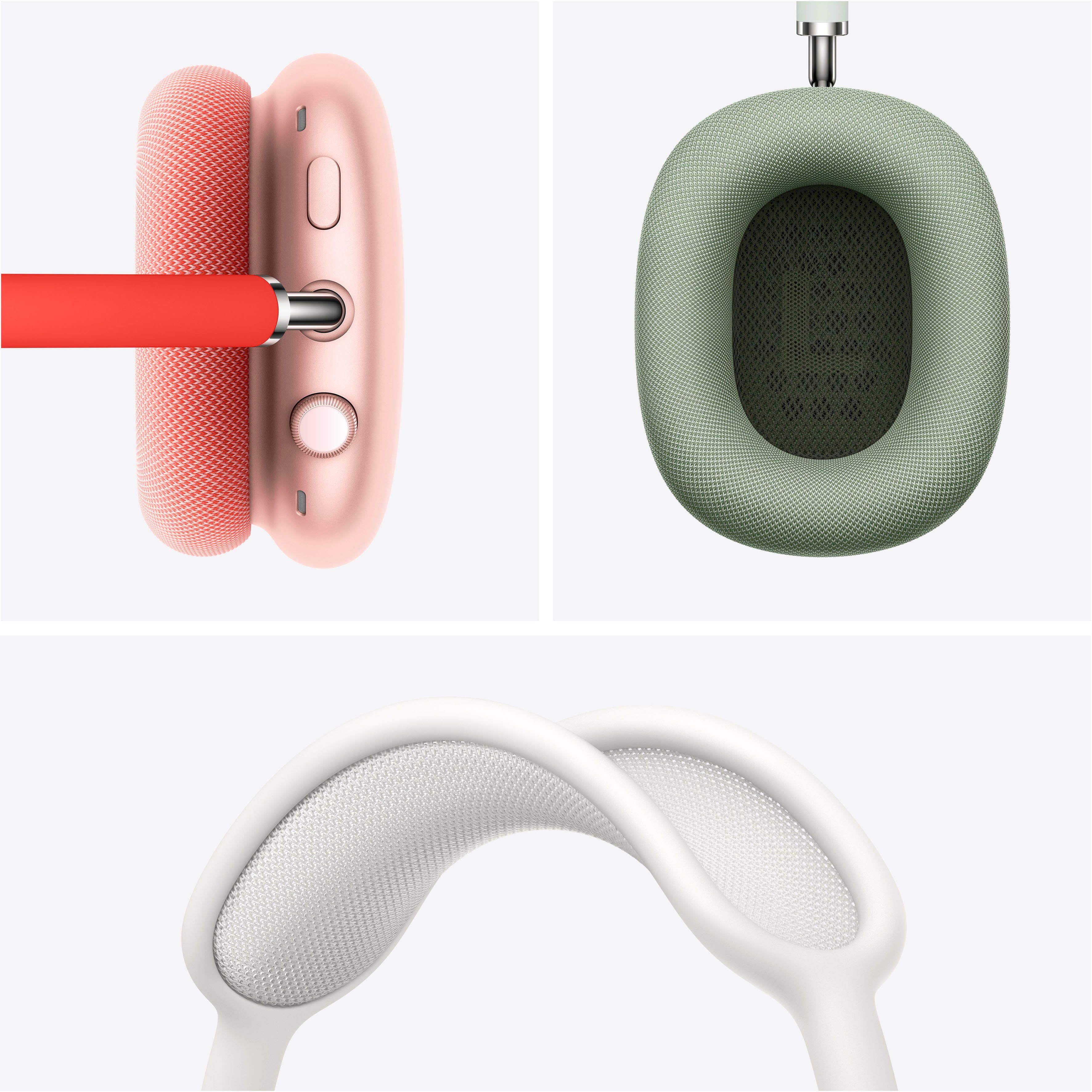 Apple AirPods Max Over-Ear-Kopfhörer (Active Transparenzmodus, Noise Rauschunterdrückung, Sprachsteuerung, Siri, Steuerung mit Siri, und Bluetooth) Pink für Cancelling integrierte kompatibel Anrufe Musik, (ANC)
