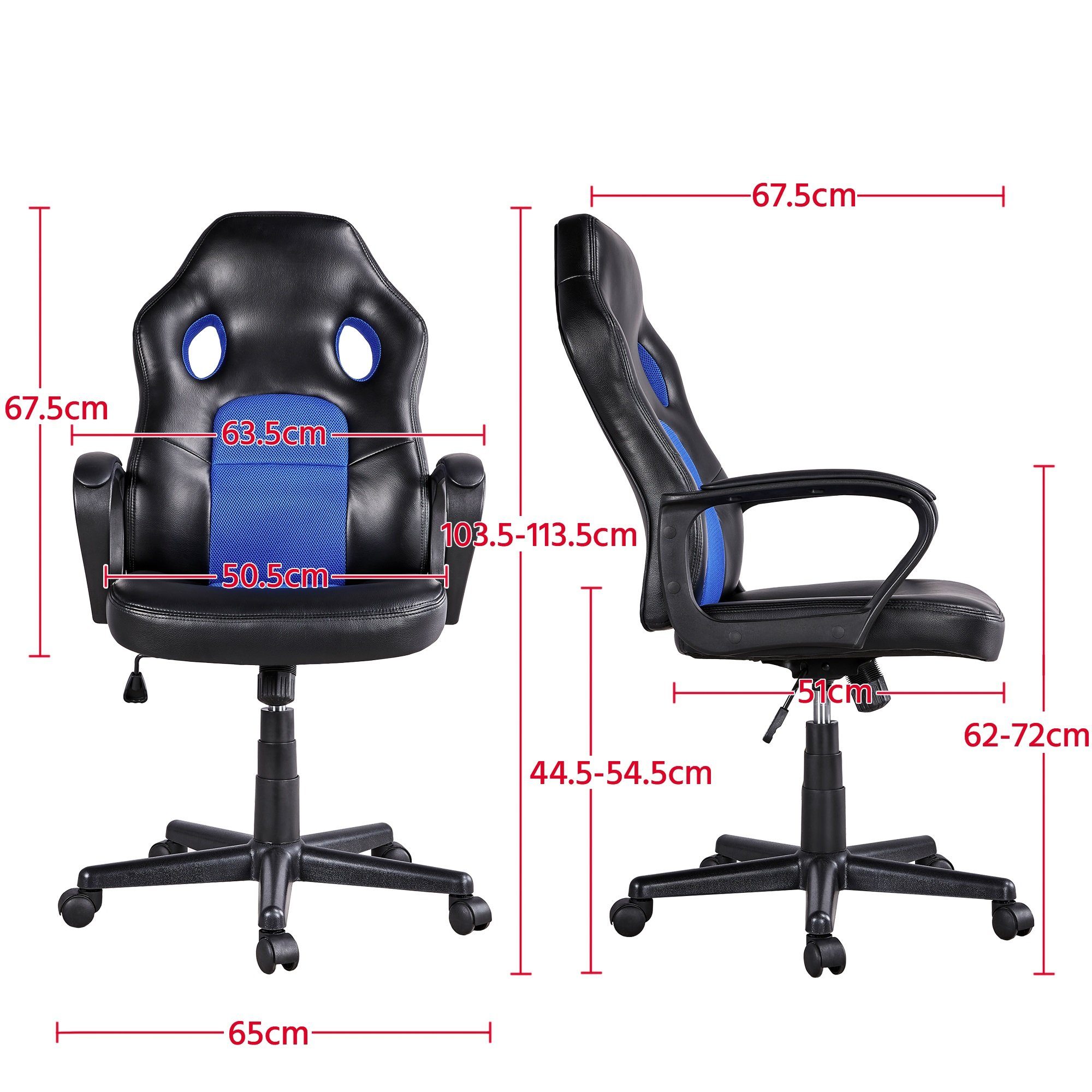Yaheetech Chefsessel, Racing Gaming Stuhl Blau Bürostuhl Drehstuhl
