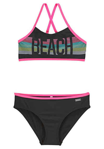 Bench. Bustier-Bikini mit pinken Kontrastpaspeln