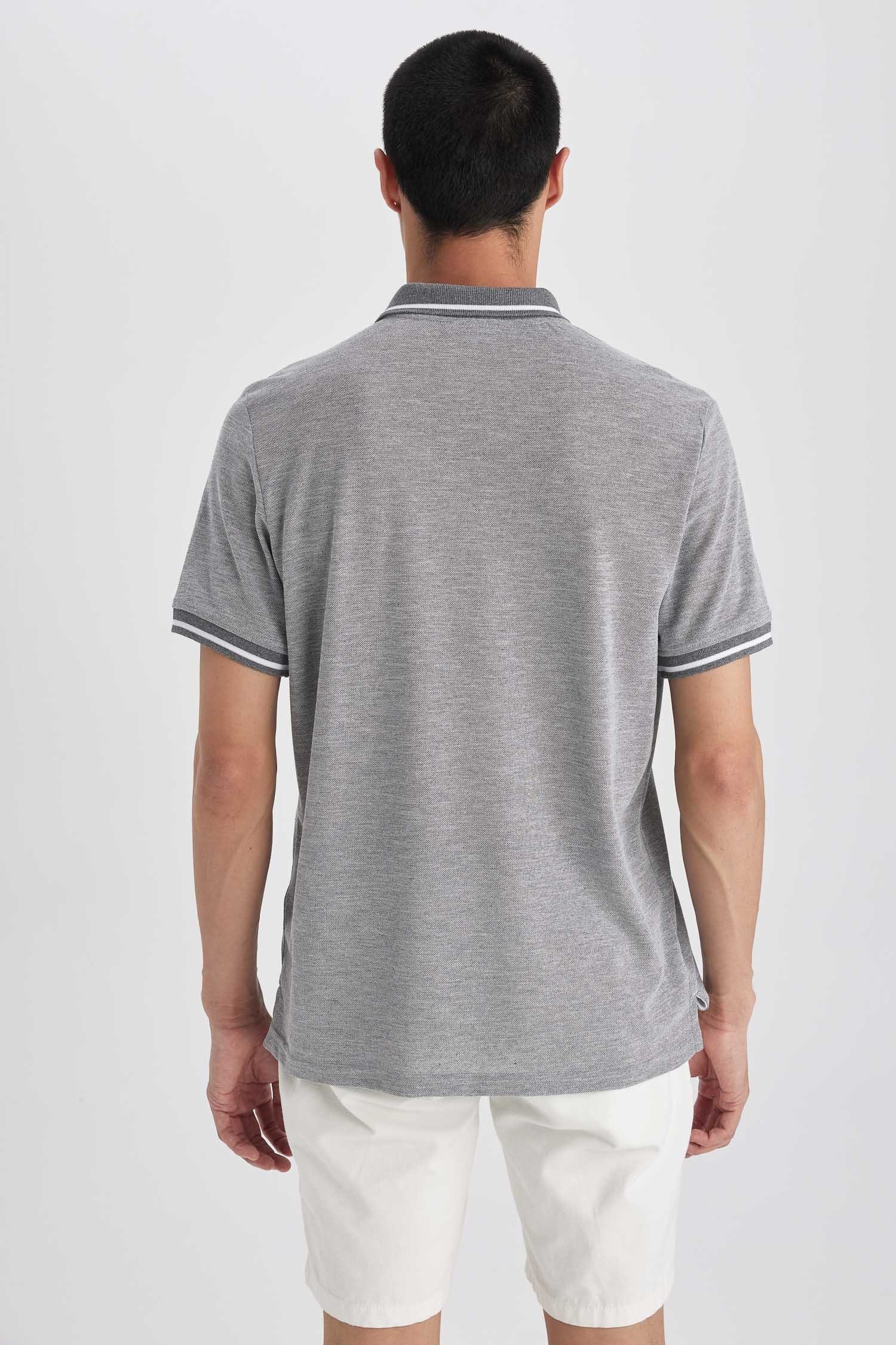 Grau Polo DeFacto REGULAR Poloshirt FIT T-Shirt Herren