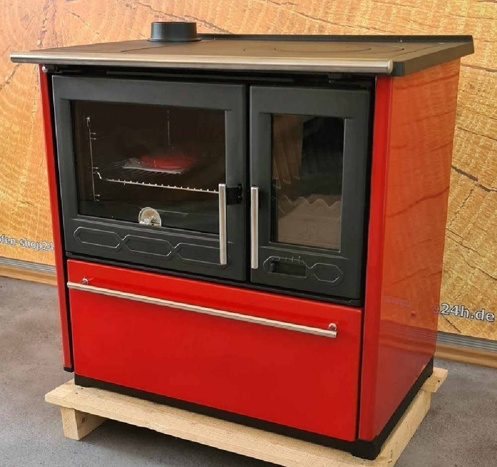 Plamen Festbrennstoffherd 850 rot, linke Version, 8,00 kW