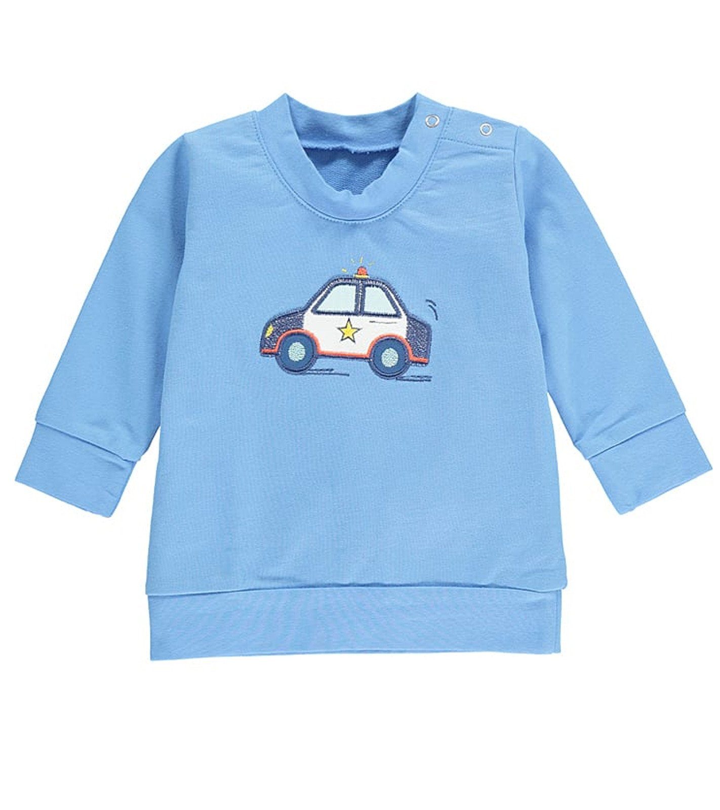 niedliches lamino coolem Freizeit-Pulli Rundhalsshirt Pullover Sweatshirt lamino Polizei-Aufdruck mit Kinder Blau
