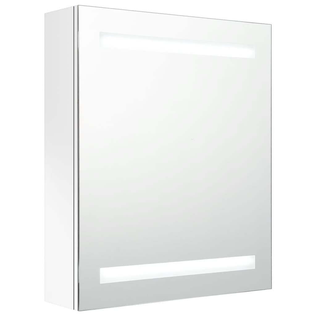 Weiß (1-St) LED-Bad-Spiegelschrank cm 50x14x60 Glänzendes Badezimmerspiegelschrank vidaXL Hochglanz-Weiß