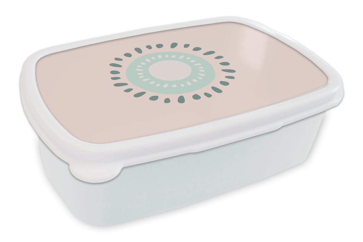 MuchoWow Lunchbox Sommer - Kiwi - Abstrakt, Kunststoff, (2-tlg), Brotbox für Kinder und Erwachsene, Brotdose, für Jungs und Mädchen weiß