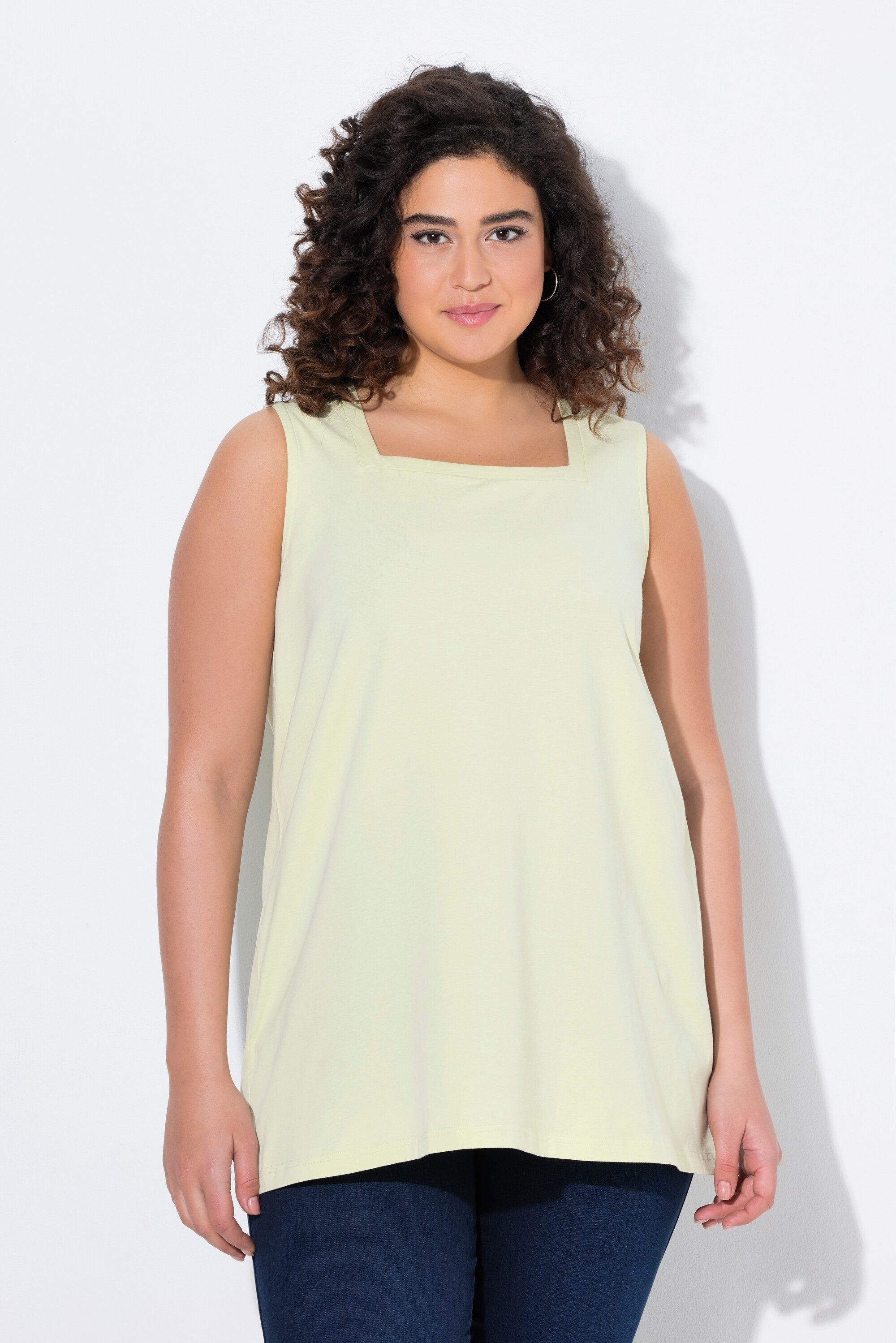 Ulla Popken Longshirt Longtop Classic Fit Carré-Ausschnitt ärmellos günstig online kaufen