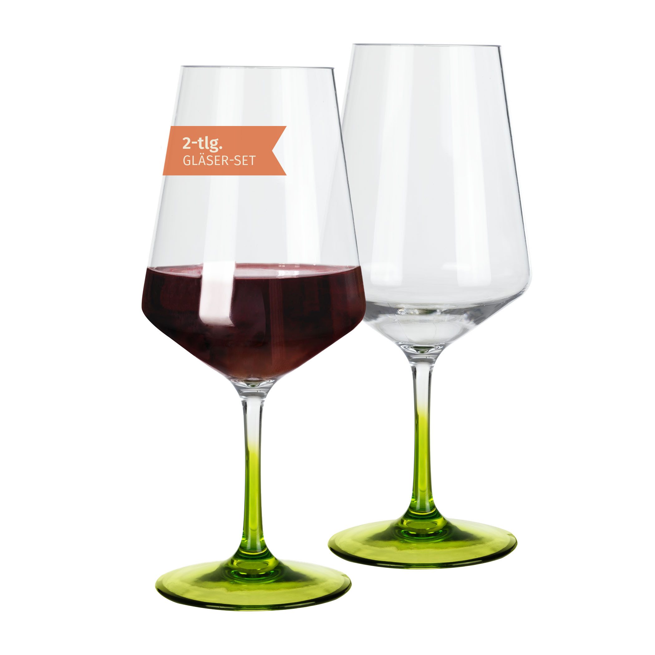 Moritz Rotweinglas Milano Rotweinglas green line 2er Set – Polycarbonat 580 ml bruchfest