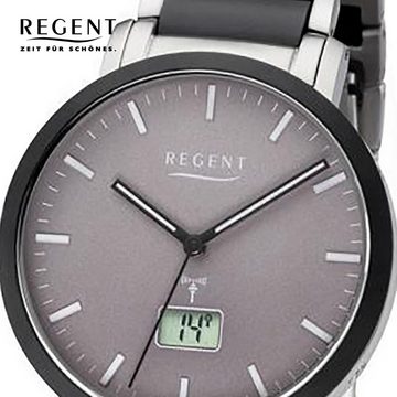 Regent Funkuhr Regent Herren Uhr FR-253 Metall Funk, Herren Funkuhr rund, groß (ca. 40mm), Metallarmband