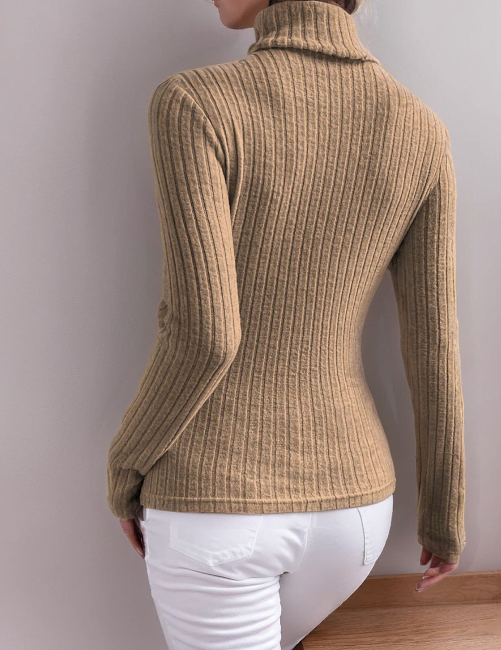 LUCKZON Rollkragenpullover Damen Rollkragen Langarmshirts mit günstig online kaufen