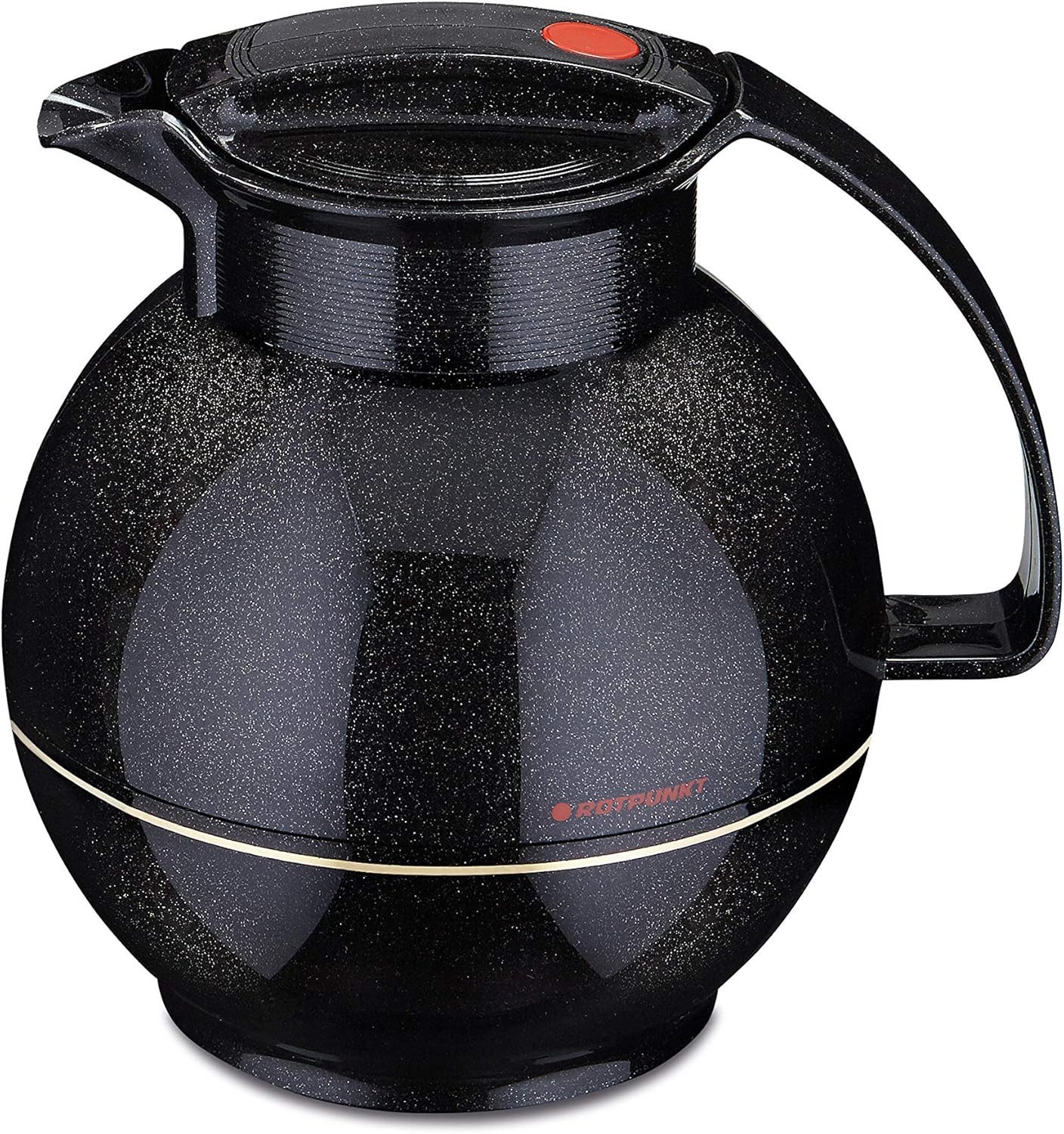 ROTPUNKT Isolierkanne 1,0 Liter I Glaseinsatz I hochwertig I Kugelkanne I große Öffnung, 1 l, (360) Kaffeekanne I Teekanne), Glaskolben aus doppelwandigem Rosalin-Glas