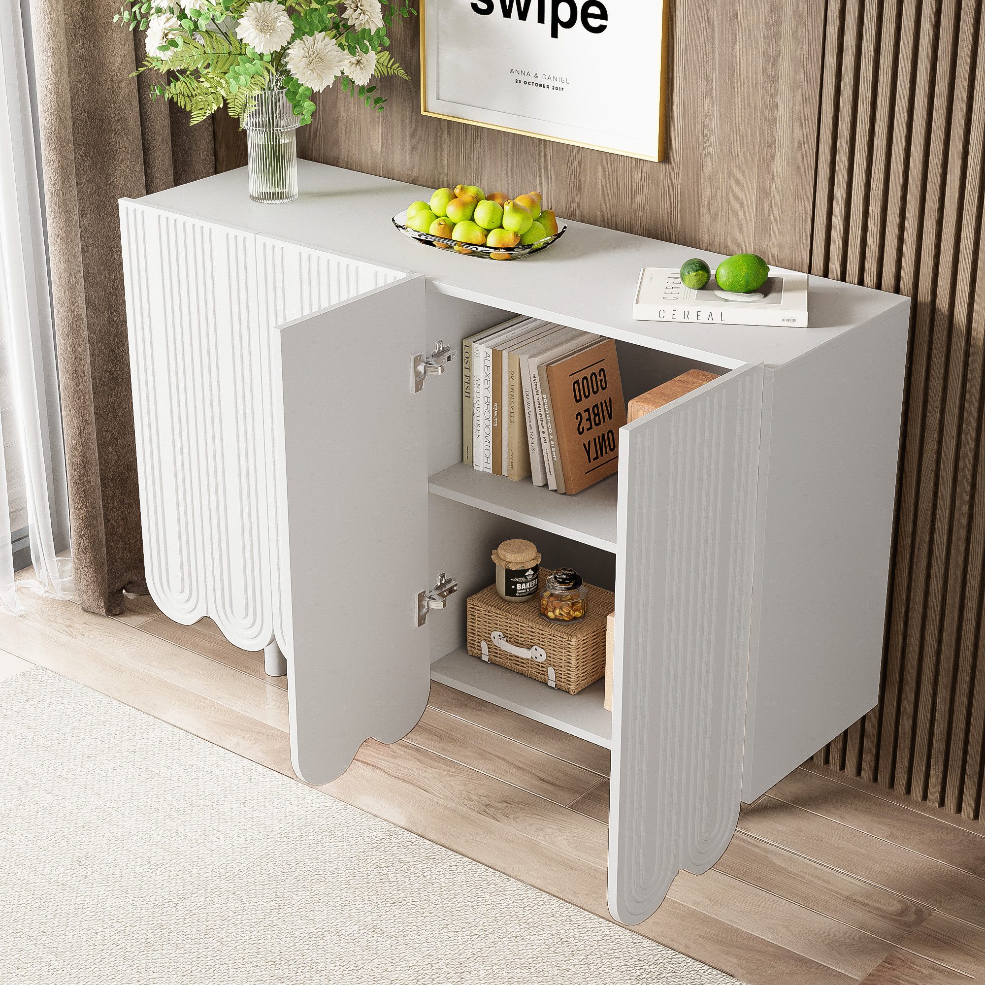 Merax Sideboard, mit 4 Türen,Kommode,Wohnzimmerschrank,Buffet,B:120cm günstig online kaufen