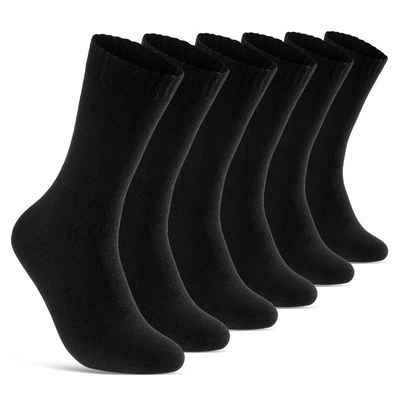 sockenkauf24 Thermosocken 6, 12, 24 Paar Damen & Herren Thermo Socken (Schwarz, 6-Paar, 35-38) Vollfrottee Wintersocken - 10900