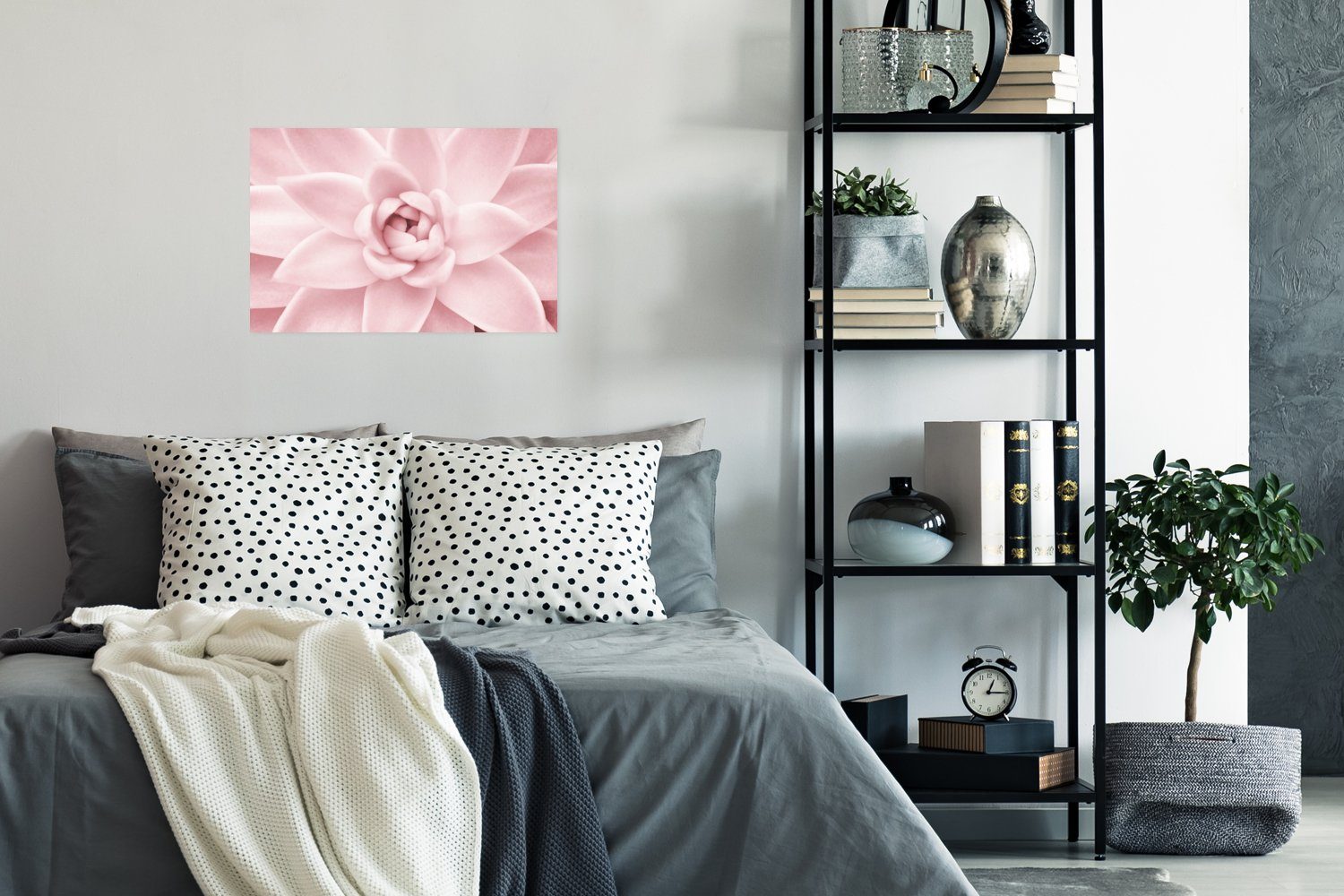 Pflanze, Rosa Rahmen für Ohne - Wandbild, St), Wohnzimmer, - - (1 Wandposter Poster Blume Poster, Natur MuchoWow