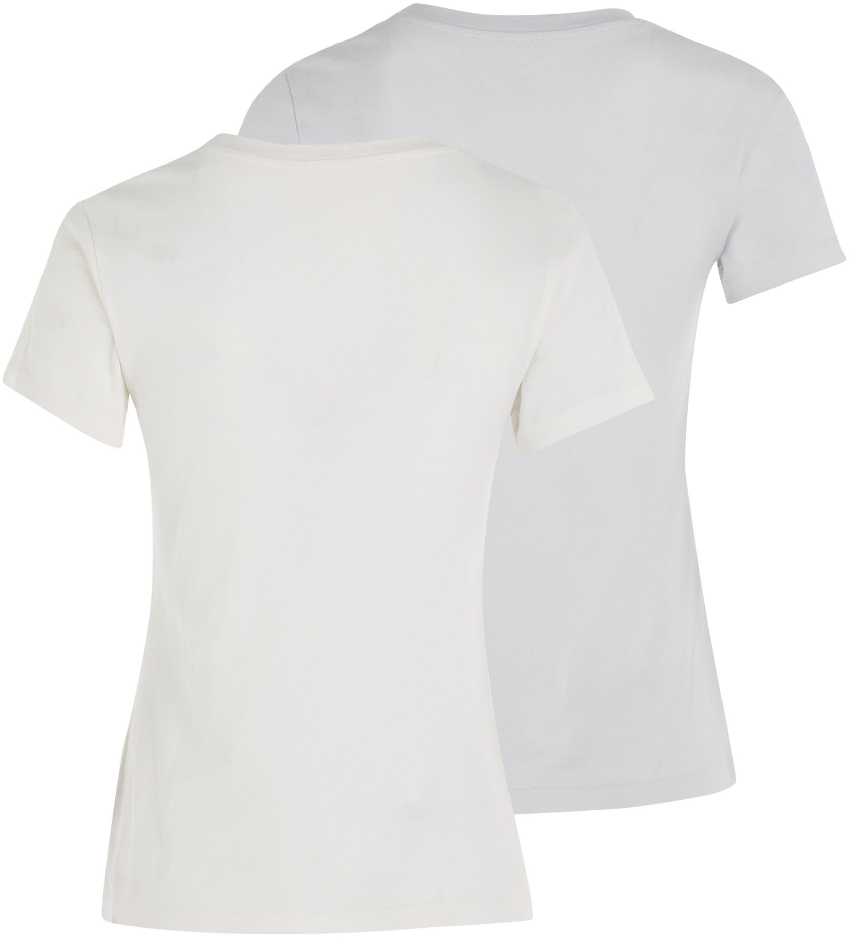 Calvin Klein Jeans Brust Klein der MONOLOGO TEE Rundhalsshirt Calvin auf 2-PACK Jeans (Packung, Logoprint 2-tlg., SLIM 2er-Pack) mit weiß