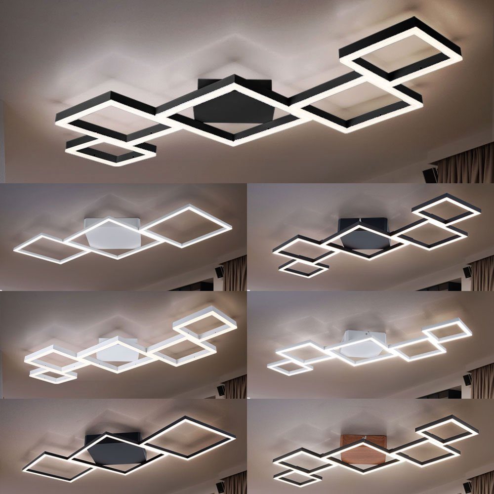 Ess - LED Zimmer holzoptik Lampe Deckenlampe Leuchte schwarz 120 LED weiß cm Decken etc-shop Tageslicht Deckenleuchte, L