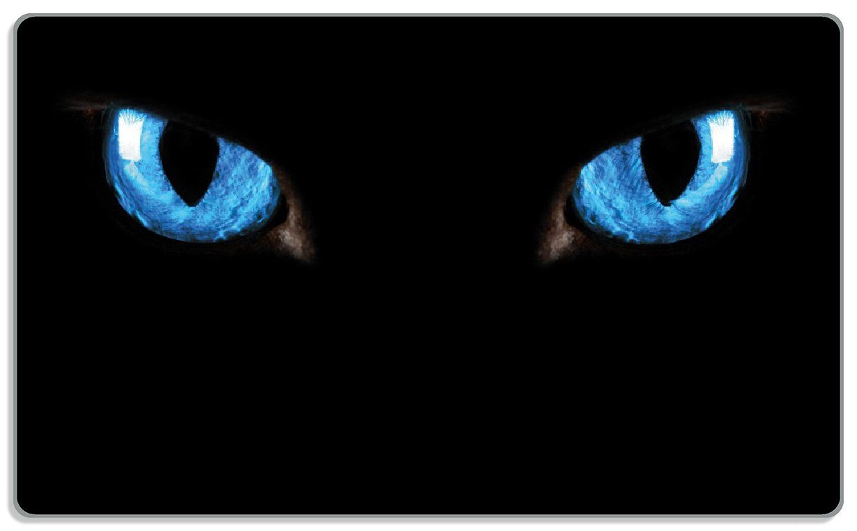 Wallario Frühstücksbrett Blaue Katzenaugen bei Nacht, ESG-Sicherheitsglas, (inkl. rutschfester Gummifüße 4mm, 1-St), 14x23cm | Frühstücksbrettchen