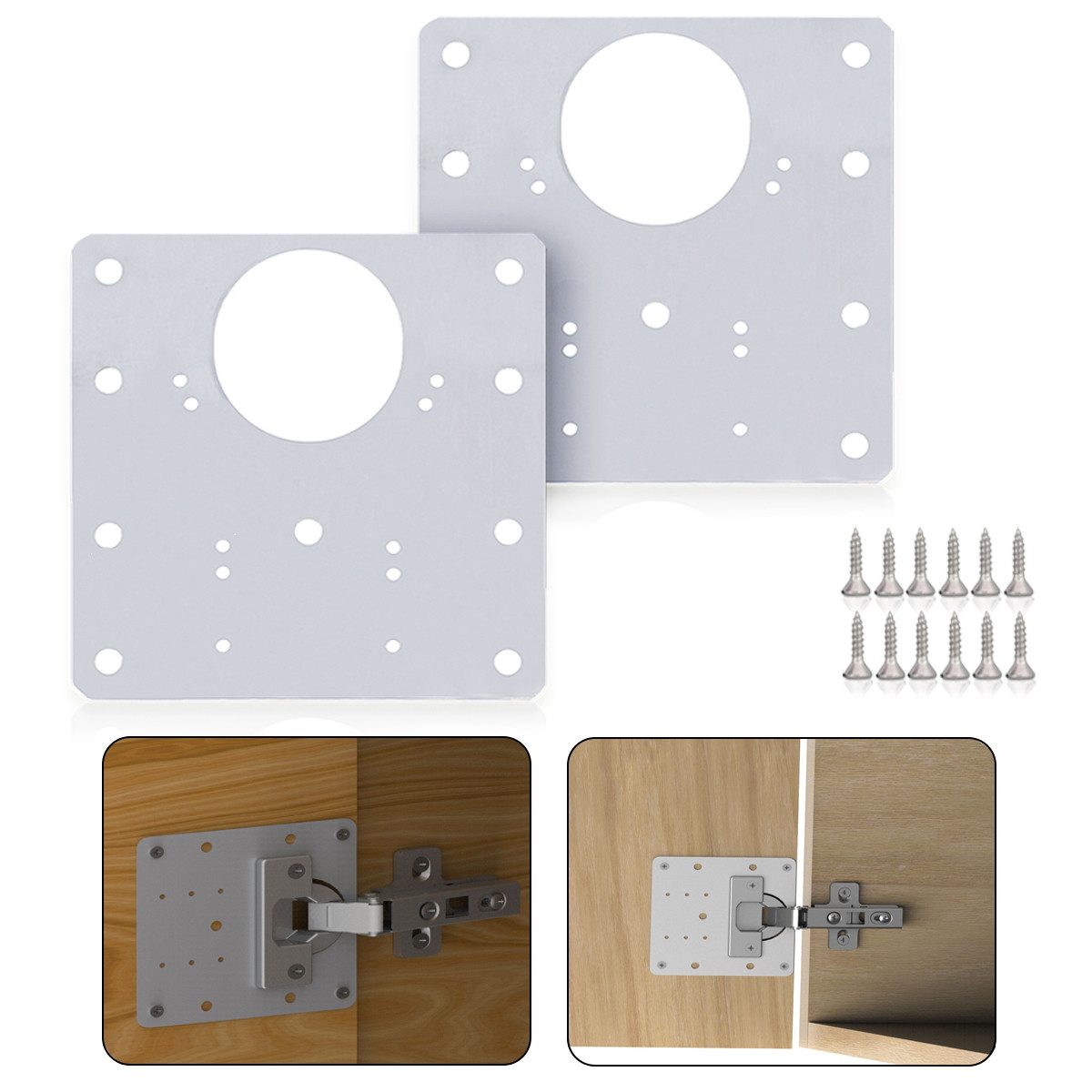 MS Beschläge Möbelbeschlag Schrank Möbel Reparaturplatte Edelstahl 90x90mm (2 St)