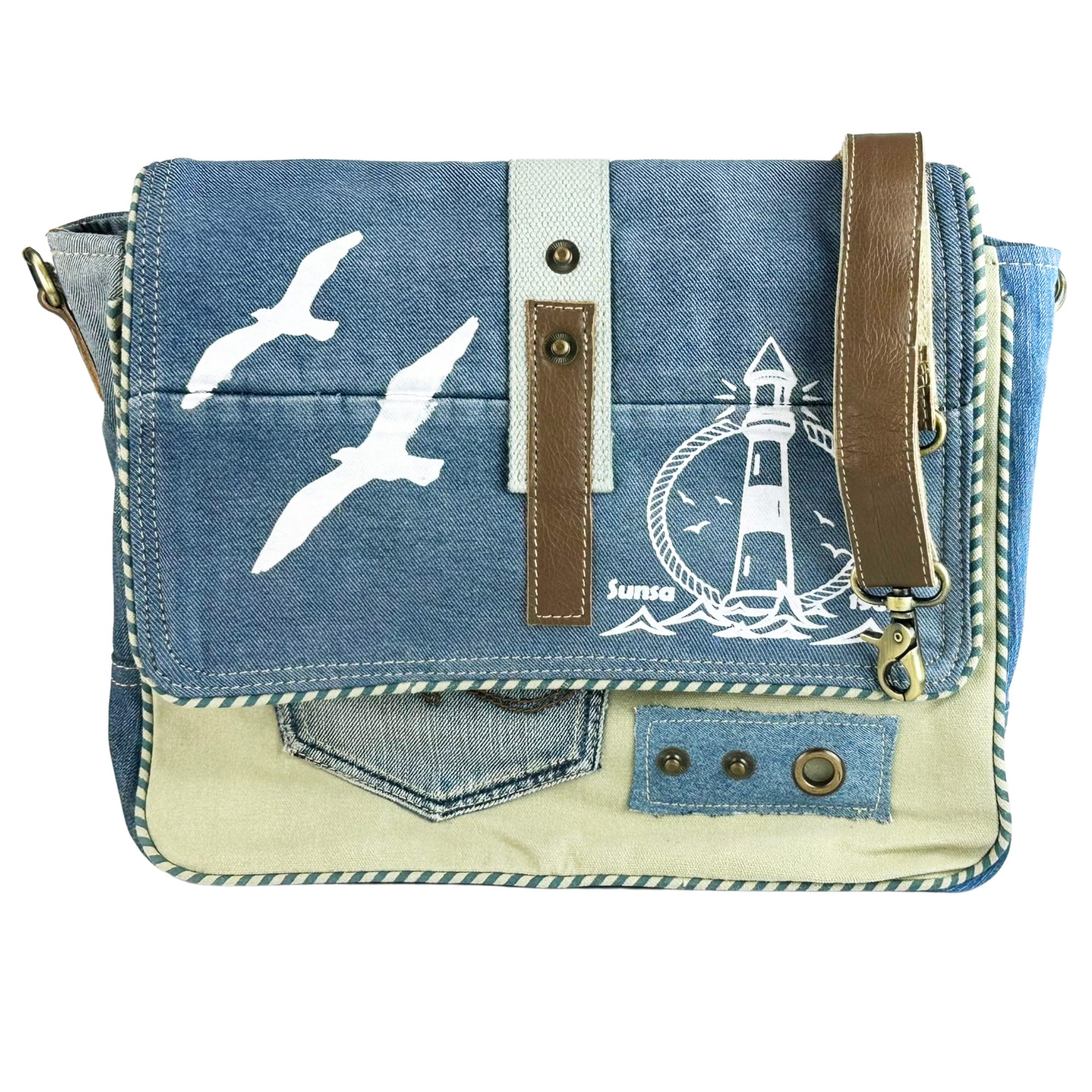 Sunsa Messenger Bag Messenger Bag Maritim Tasche Umhängetasche Crossbody Bag Meerliebhaber, Aus recycelten Materialien