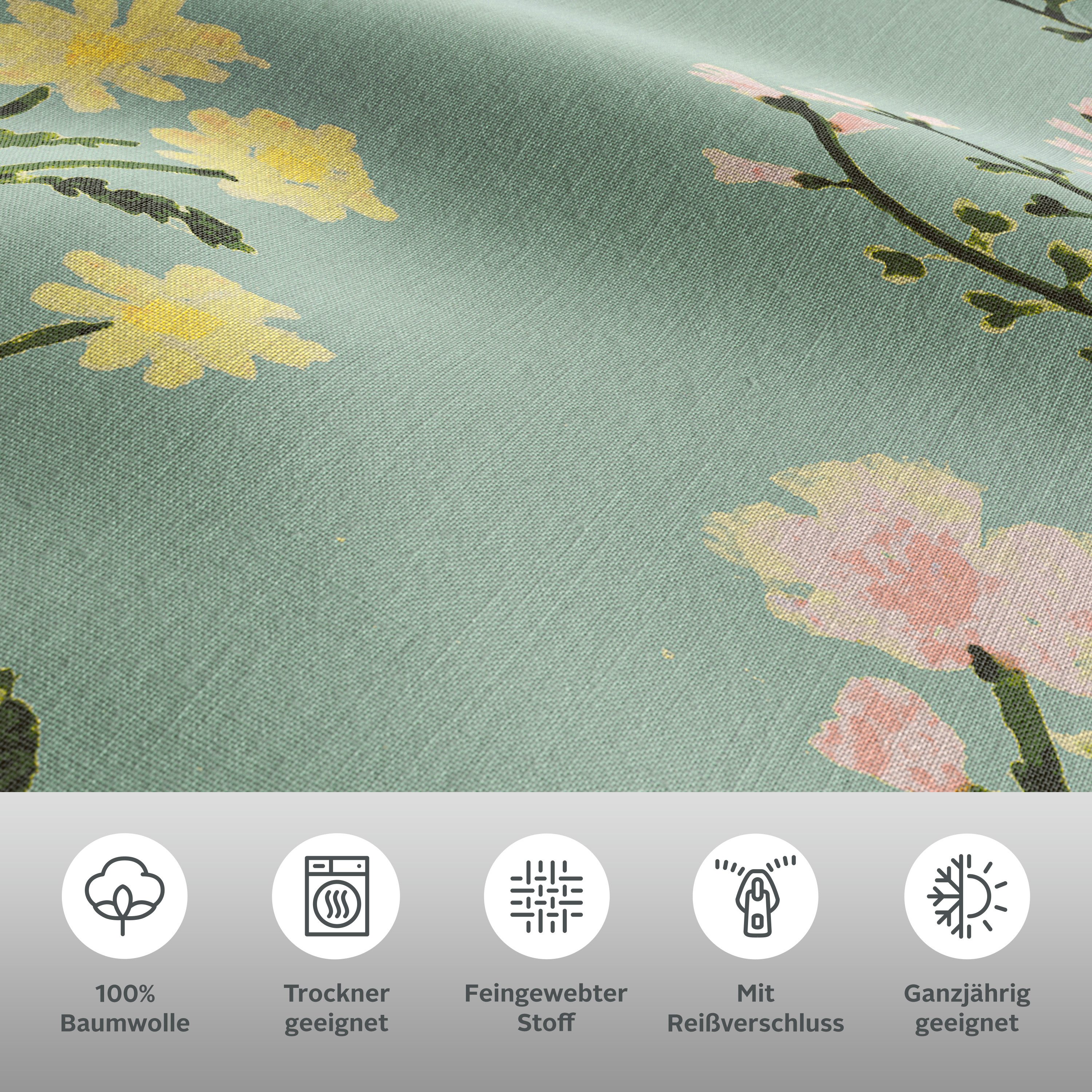 OTTO home Bettwäsche Claara, Renforcé, 2 teilig, mit Blumen Design, skandinavisch, romantische Bettwäsche