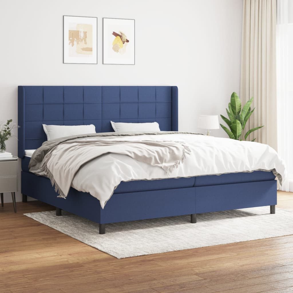 Bett Boxspringbett Blau 203x203x118/128 cm mit Matratze und