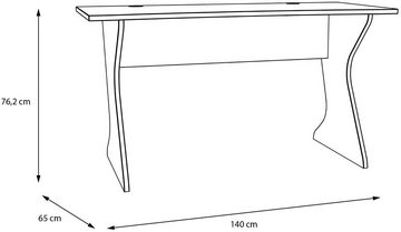 FORTE Schreibtisch Utapau, geschwungene Tischplattenform, mit Kabeldurchführung, verschiedene Maßausführungen