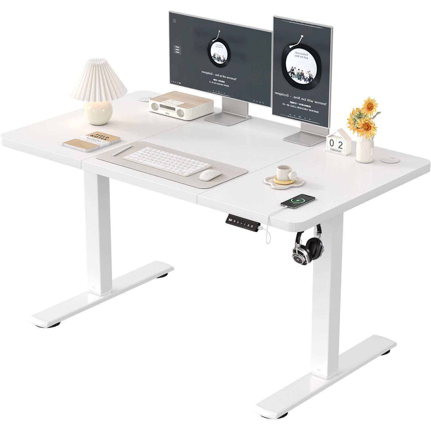 Furnicopia Schreibtisch Höhenverstellbarer mit USB-Ladefunktion und Wecker- günstig online kaufen